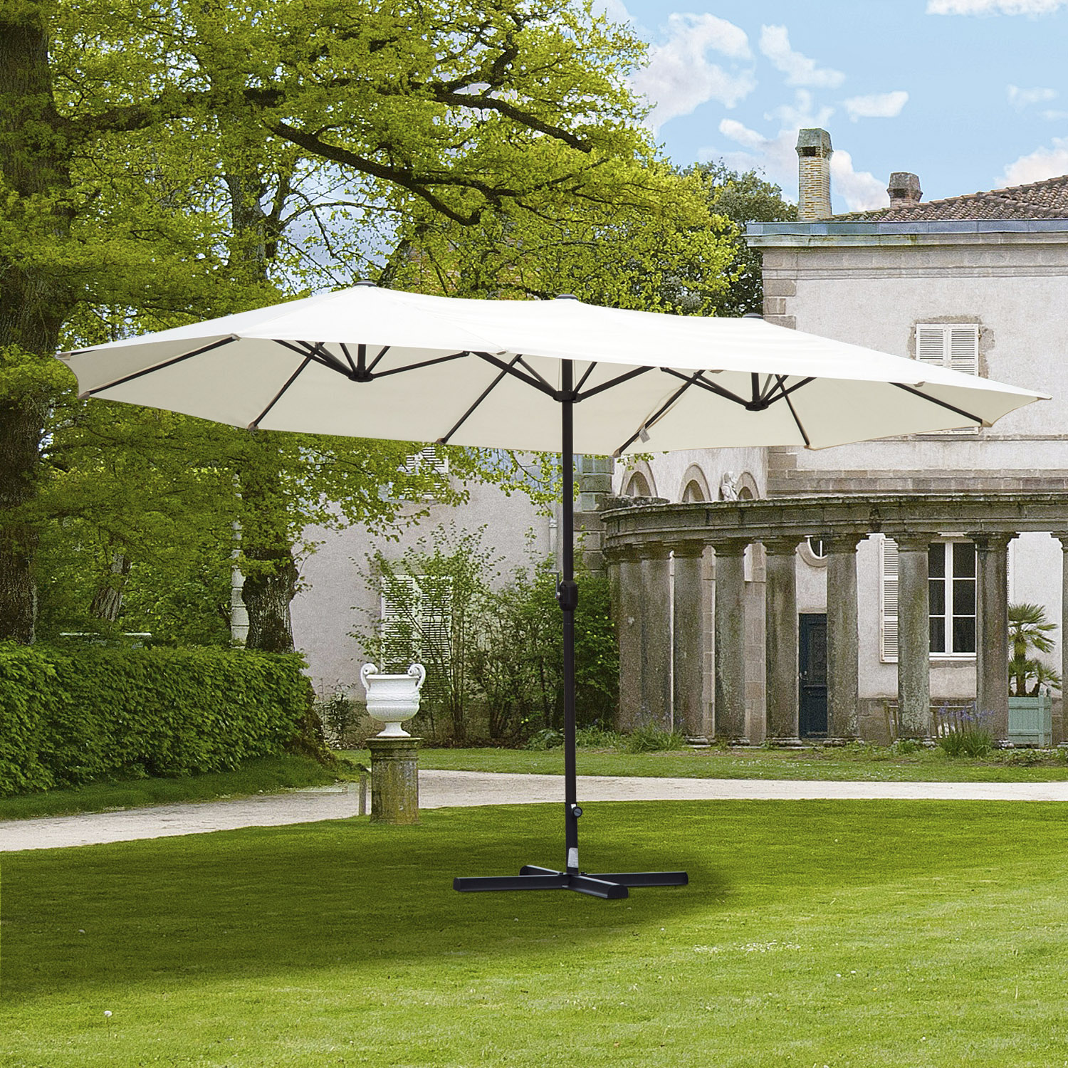 Outsunny 15' DoubleSided Patio Umbrella Parasol Sun Shelter Market