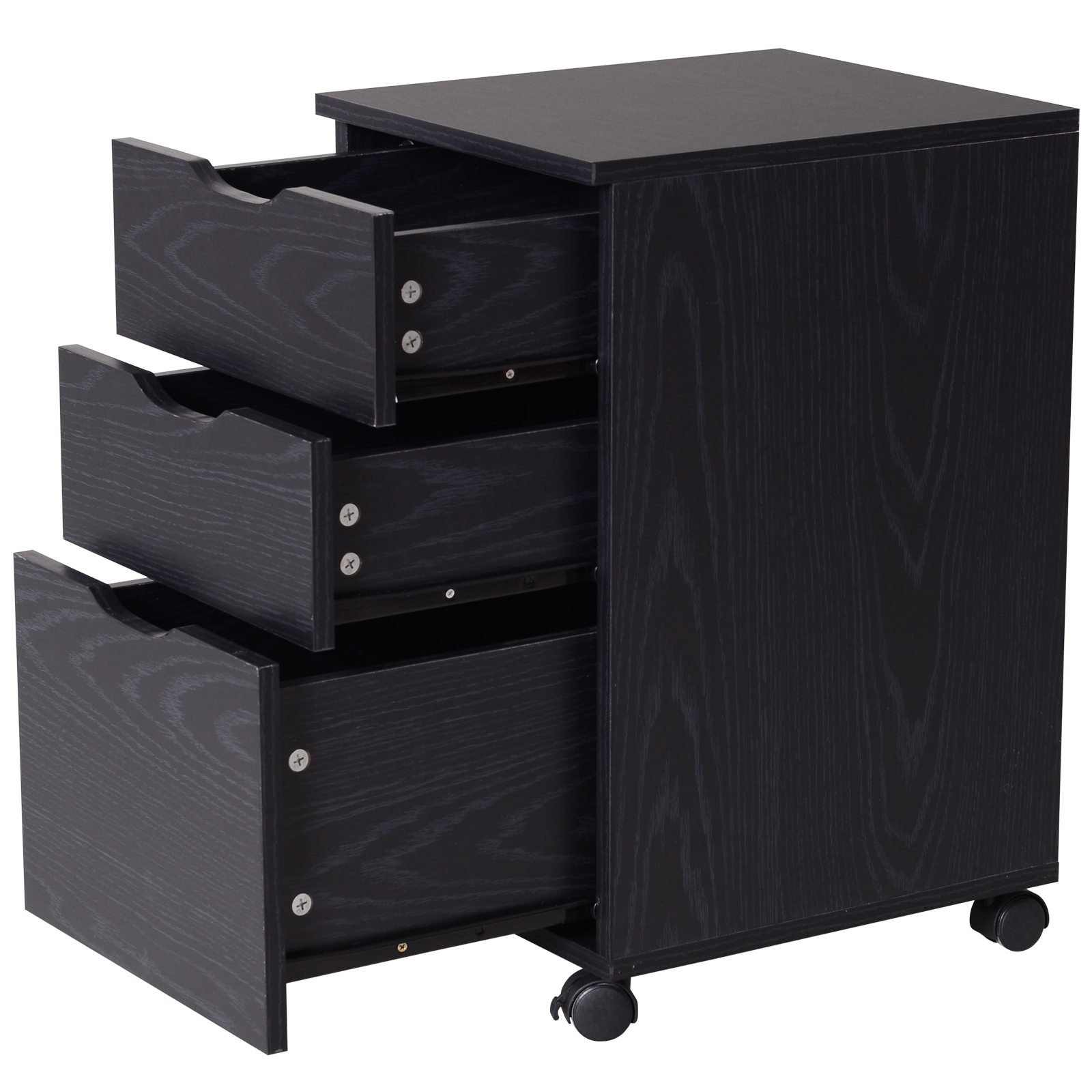 Three Drawer Wheeled Oak Wood Grain Filing A4 Paper Letter