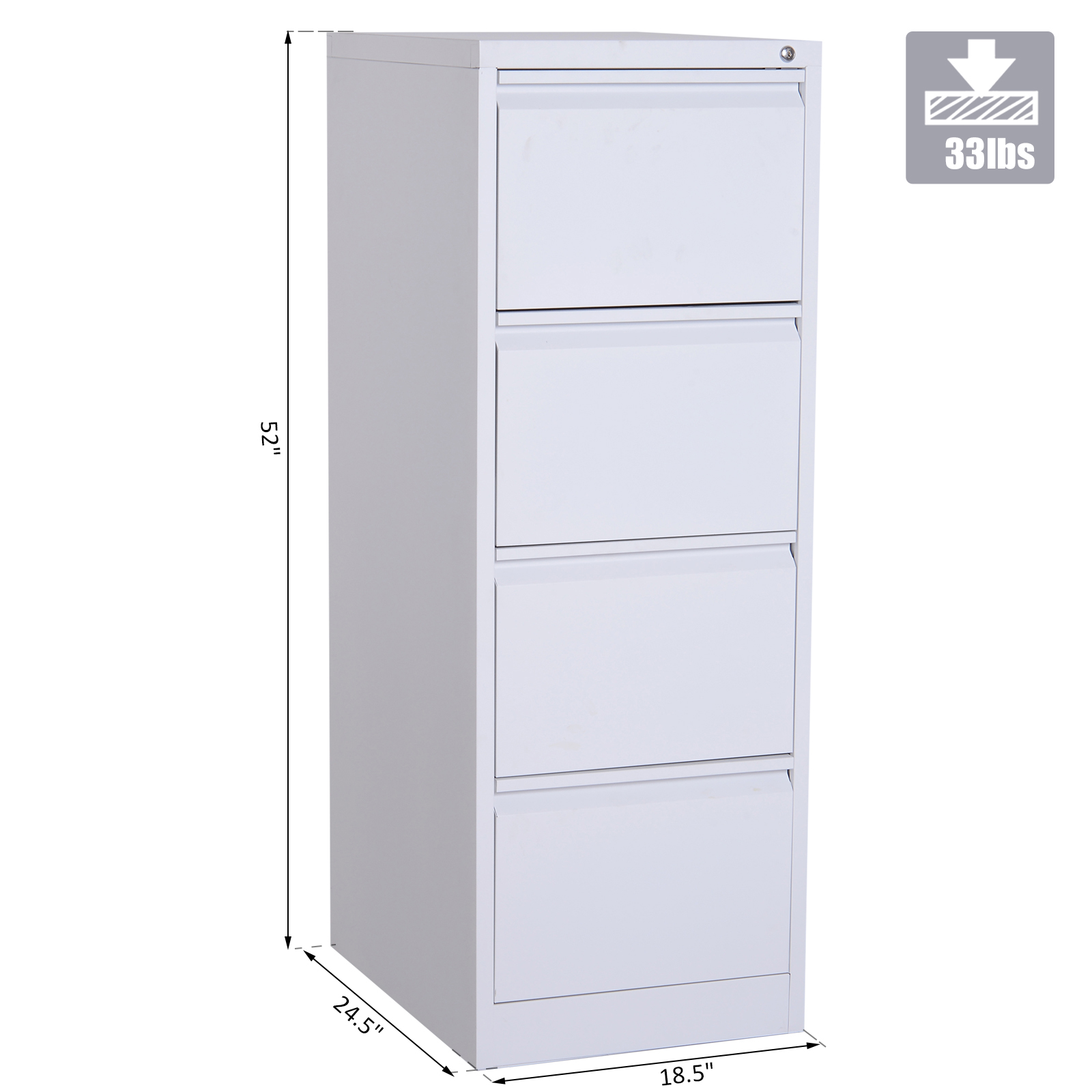 52 H 4 Drawer Freestanding Vertical Home Office File Cabinet W