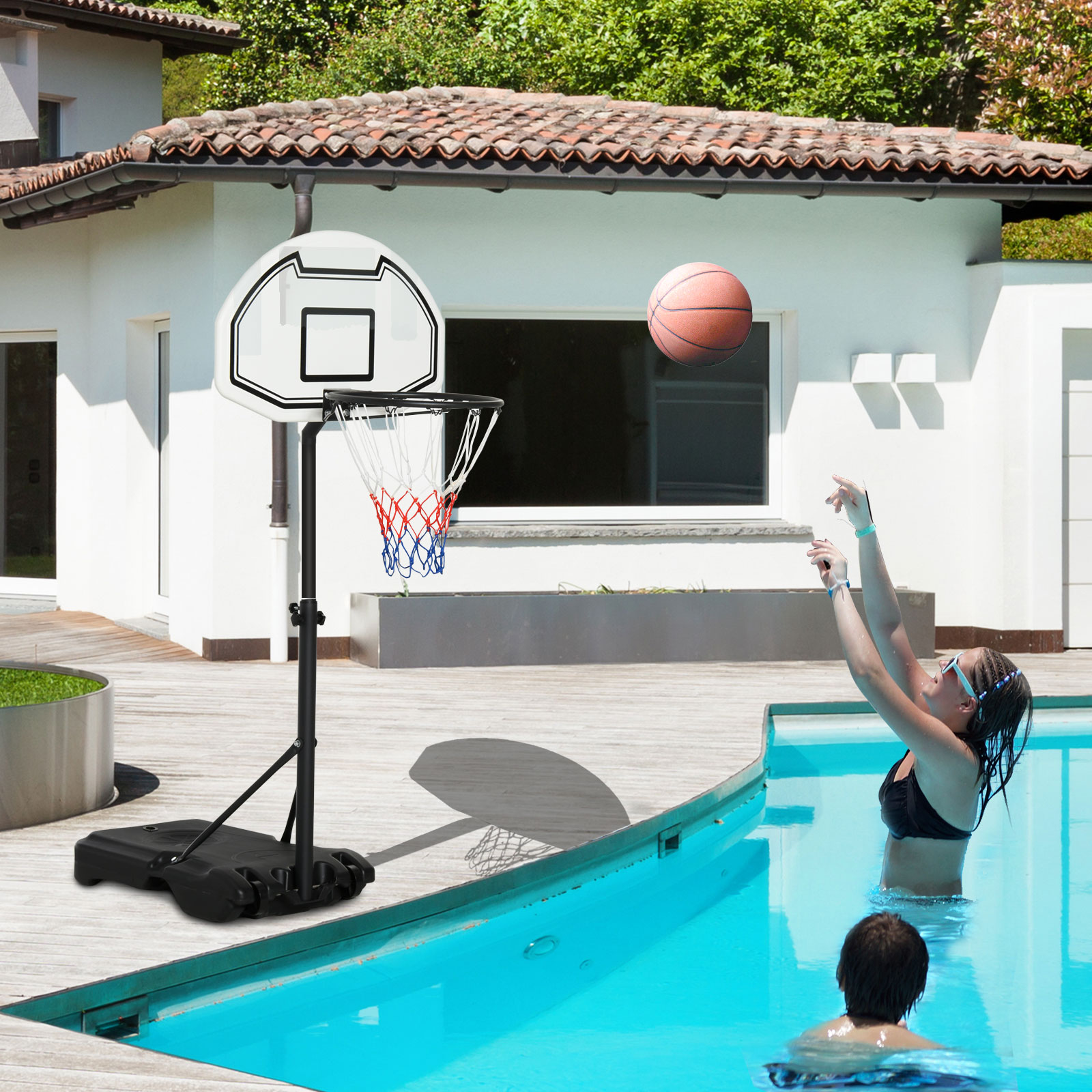 Poolside Basketball Hoop System Pool Water Sport Game Play Outdoor