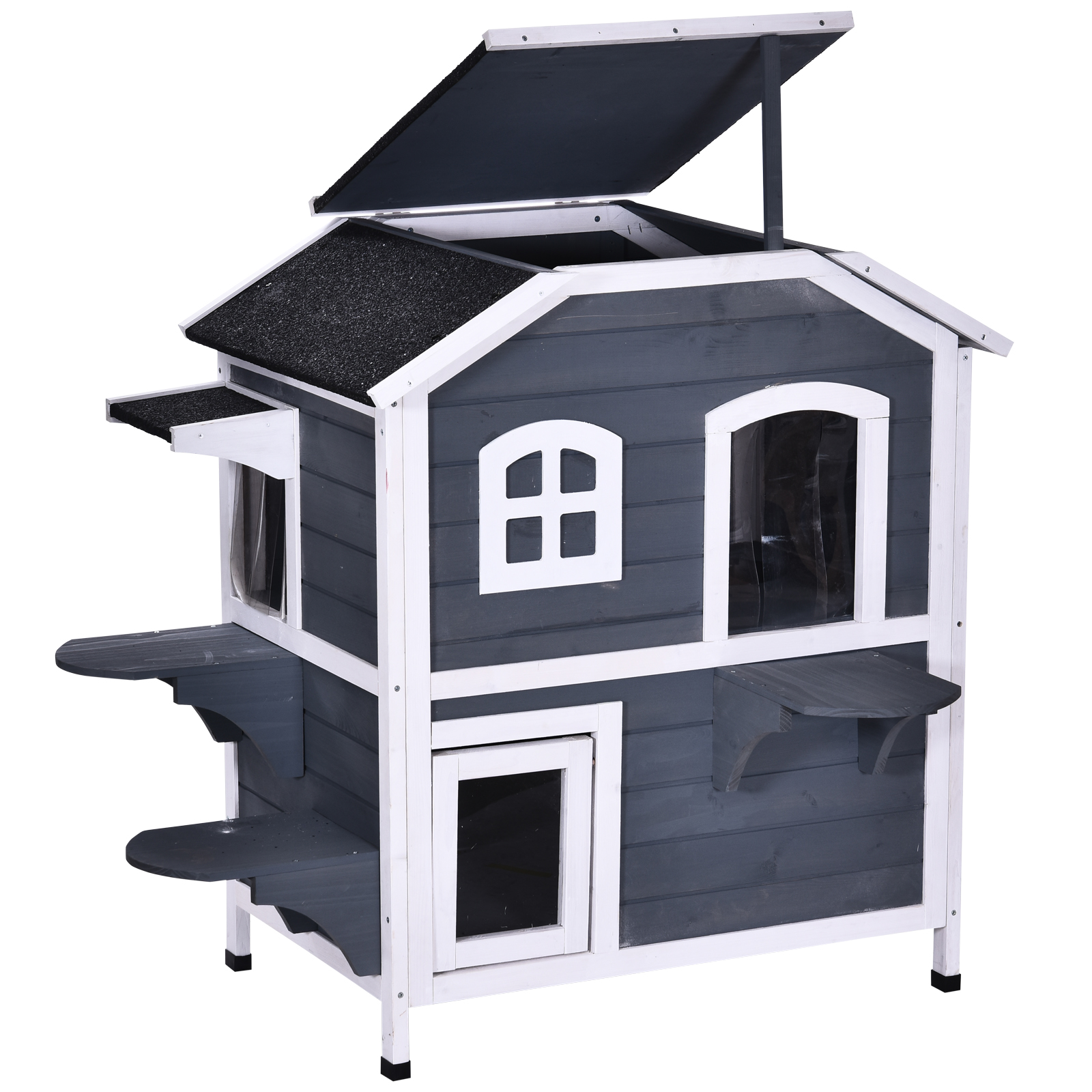 Cat Condo w/ Tons of Room & Openable Roof, Fir Wood, Outdoor/Indoor