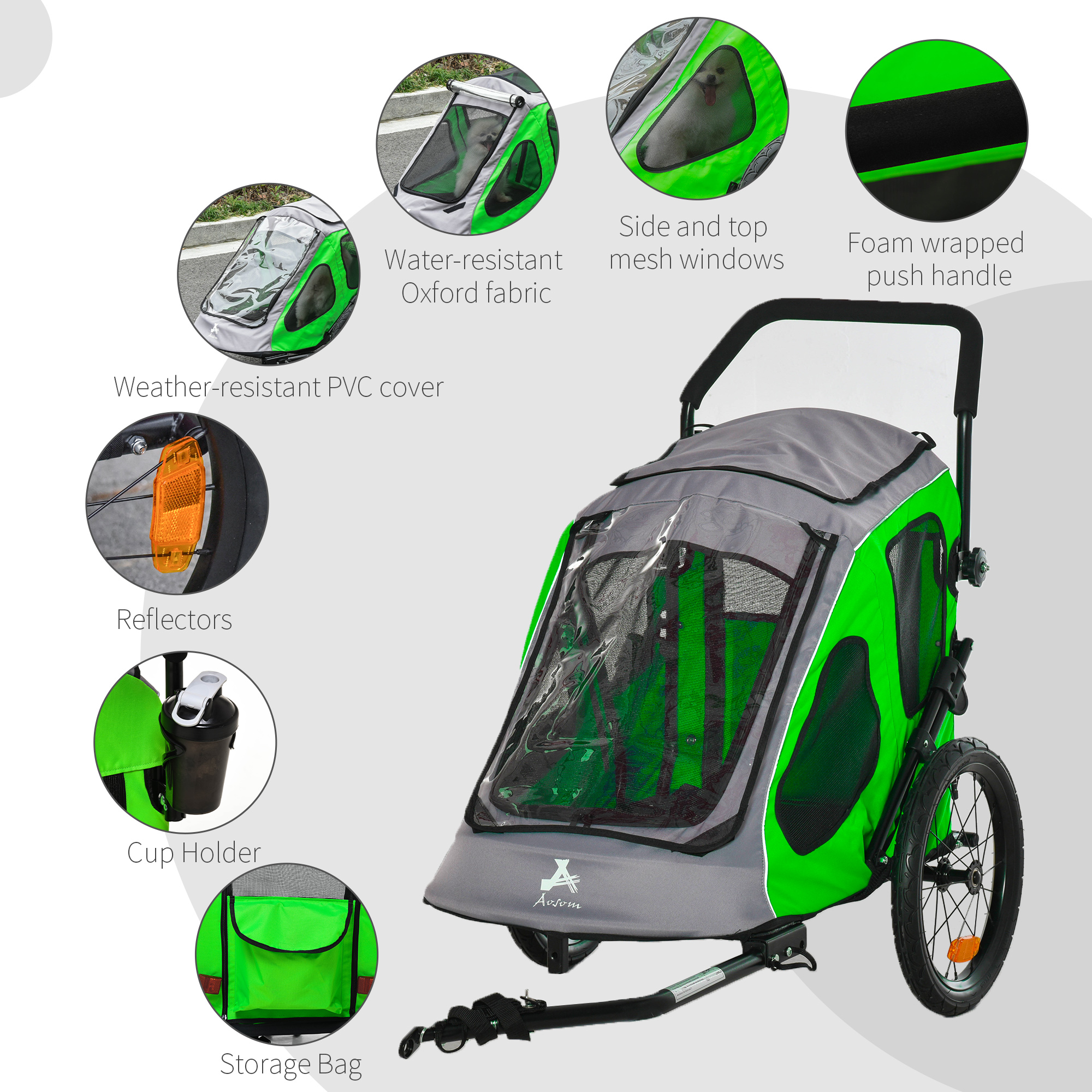 Pet Stroller Foldable with Mesh Windows Brakes and Cup Holder for Small