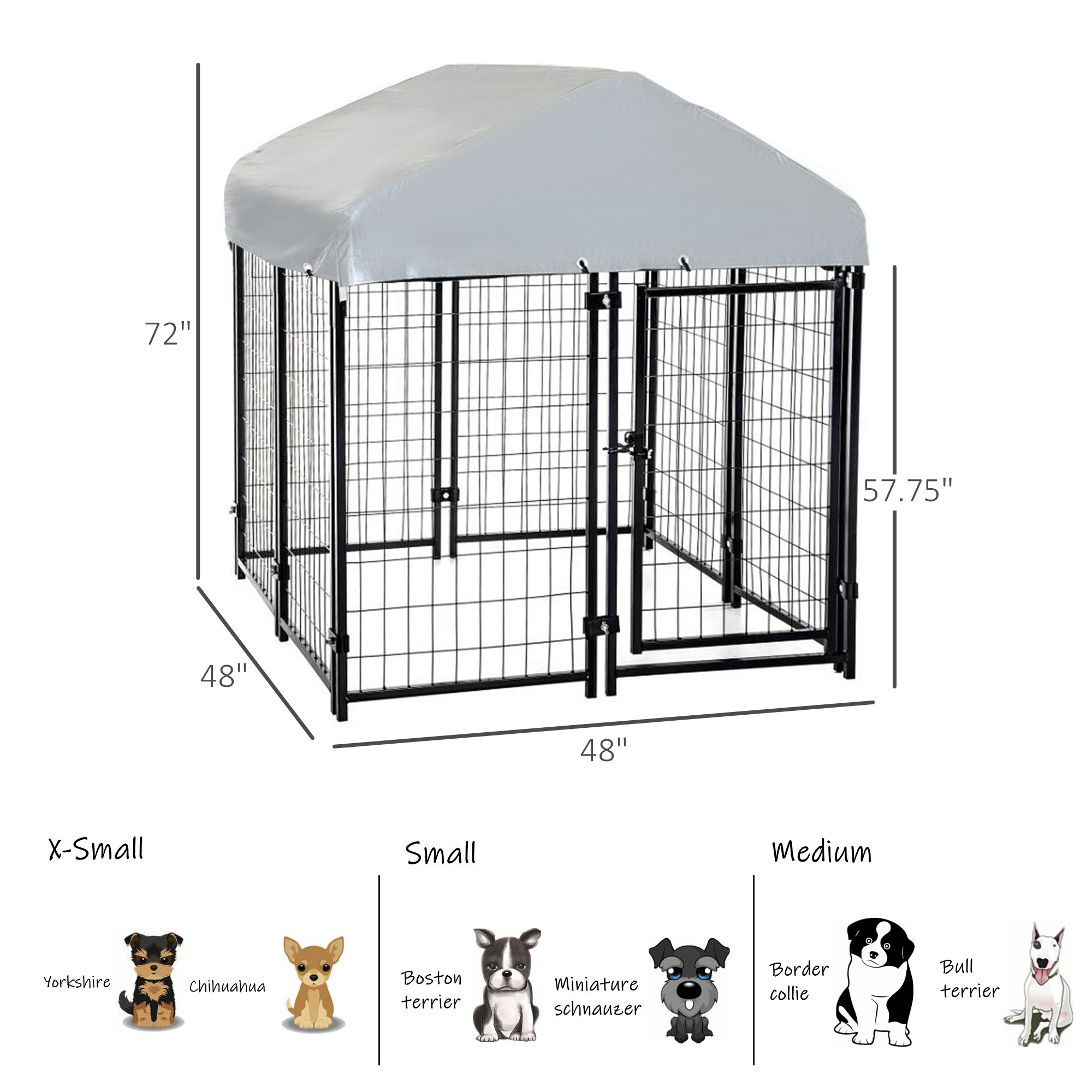 Outdoor Dog Kennel Run House Crate Cage Enclosure AntiUV Roof Patio