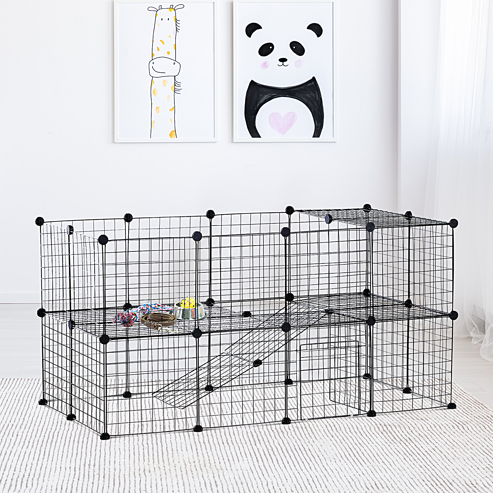 PawHut 36 Panel Pet Playpen Small Animal Cage Metal Wire Indoor Outdoor