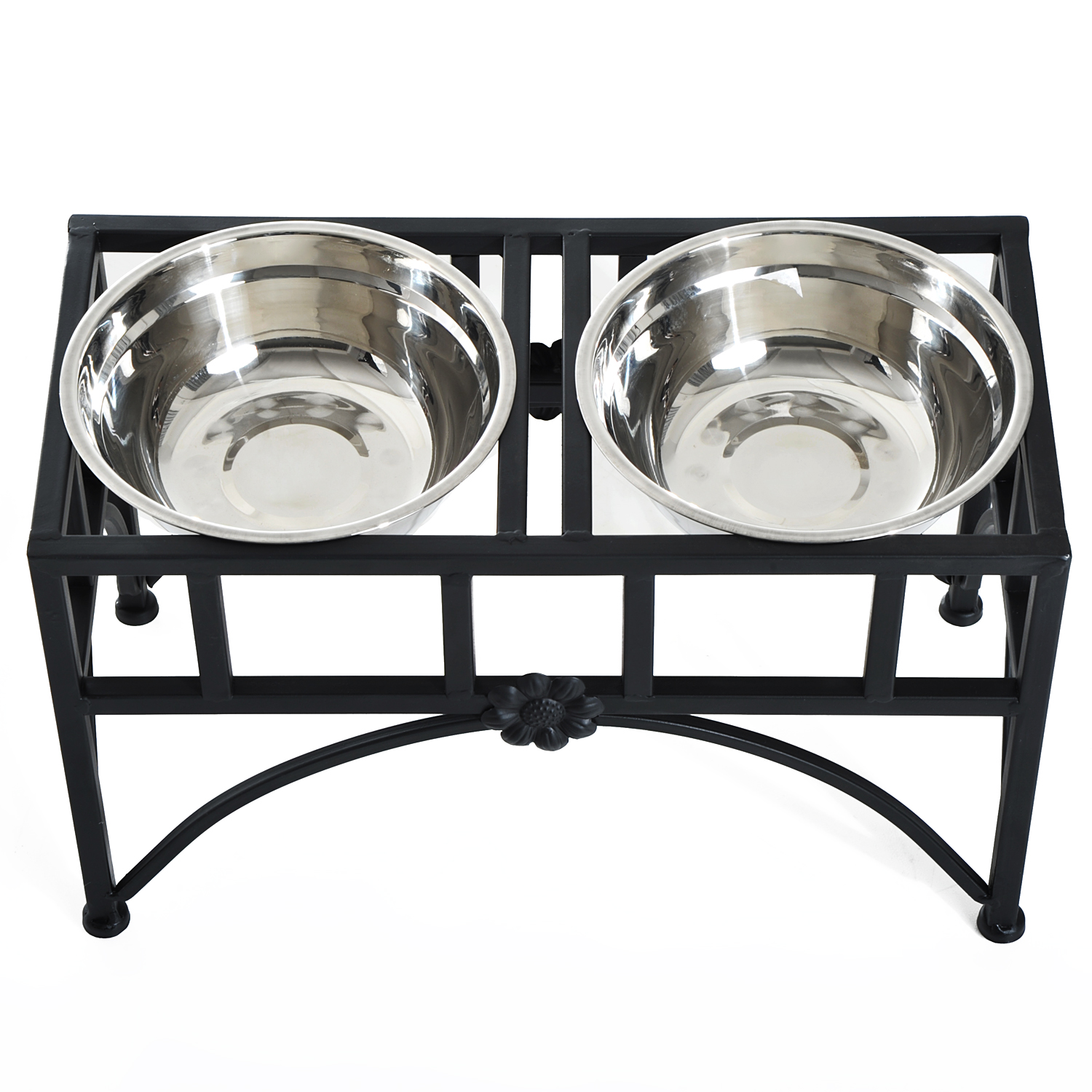 Elevated Raised Stainless Steel Double Bowl Food Water Dog Feeder Pet