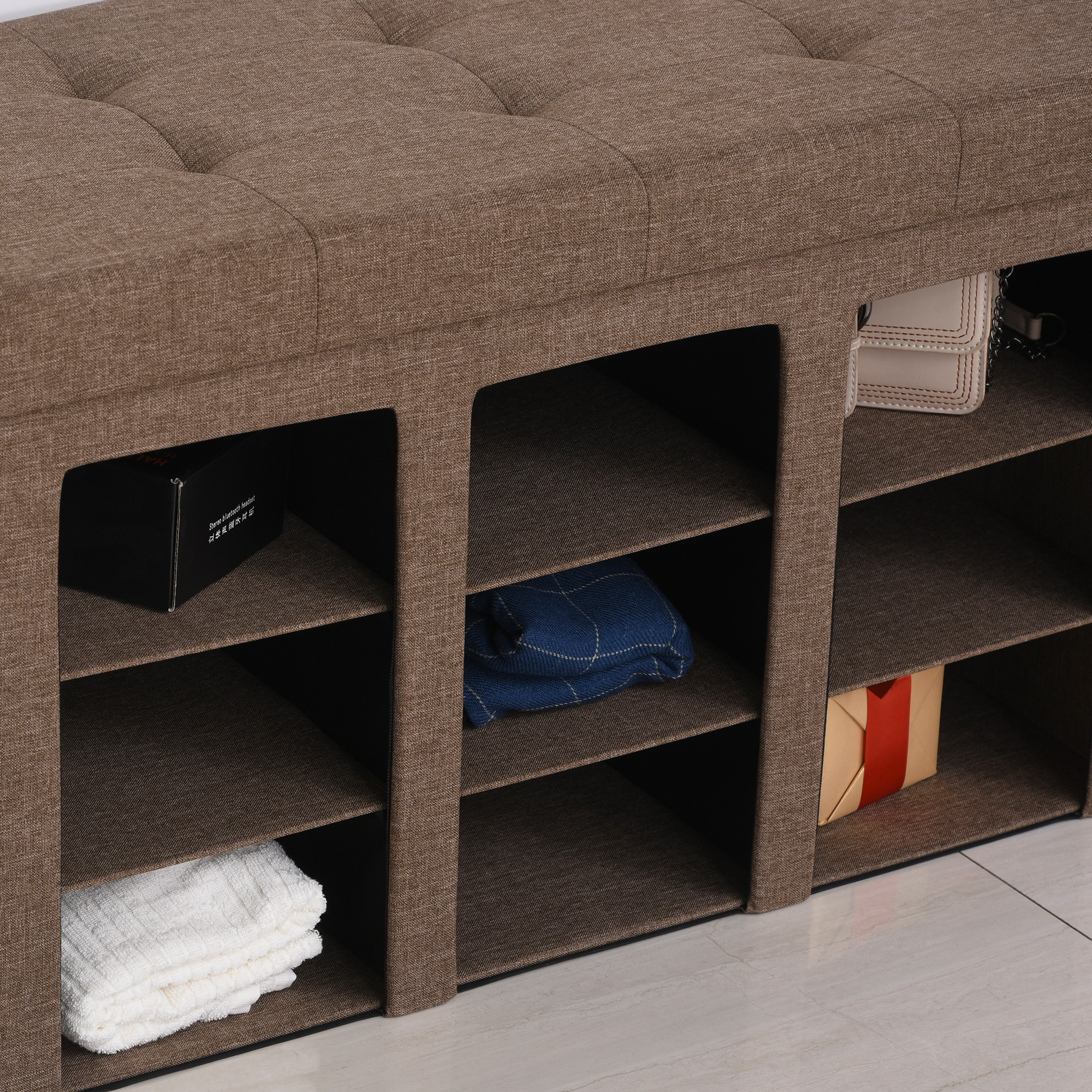 Multifunctional Storage Bench Ottoman Padded Seat for Bedroom & Hallway