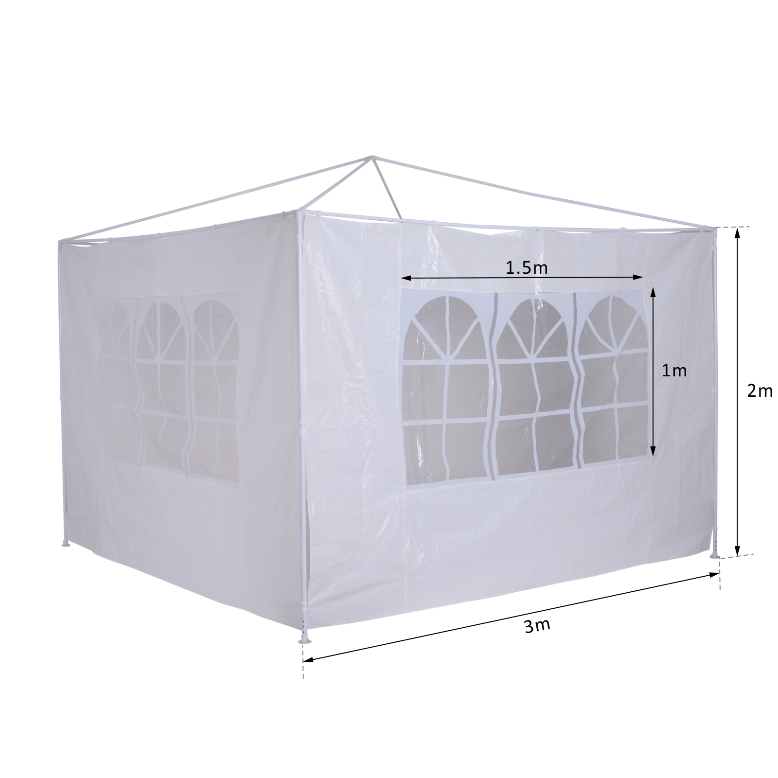 Outsunny 3m Canopy Gazebo Marquee Replacement Side Wall Panel White