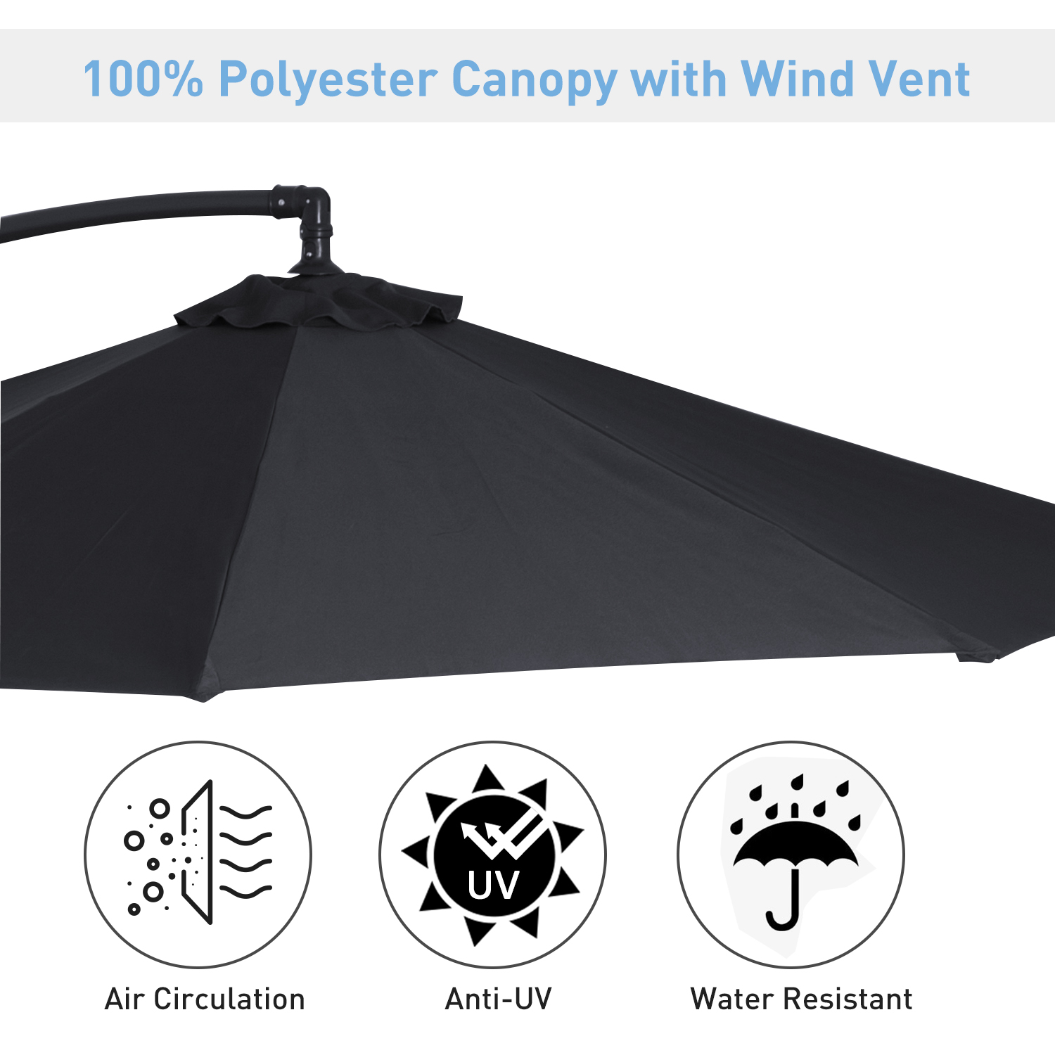 3M GARDEN PARASOL Sun Shade Patio Banana Hanging Set Umbrella