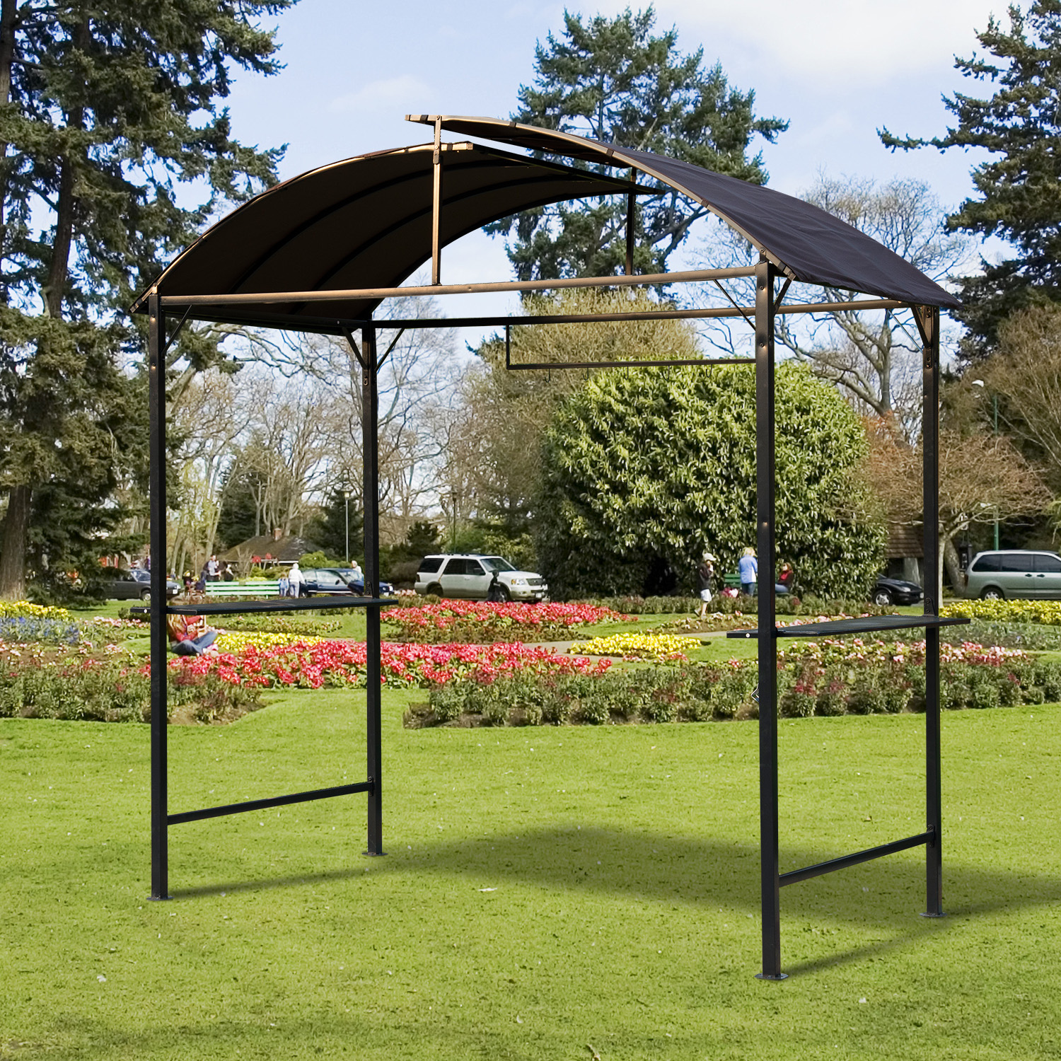Outsunny Metal Smoking Gazebo Garden Patio BBQ Tent Grill Canopy Awning
