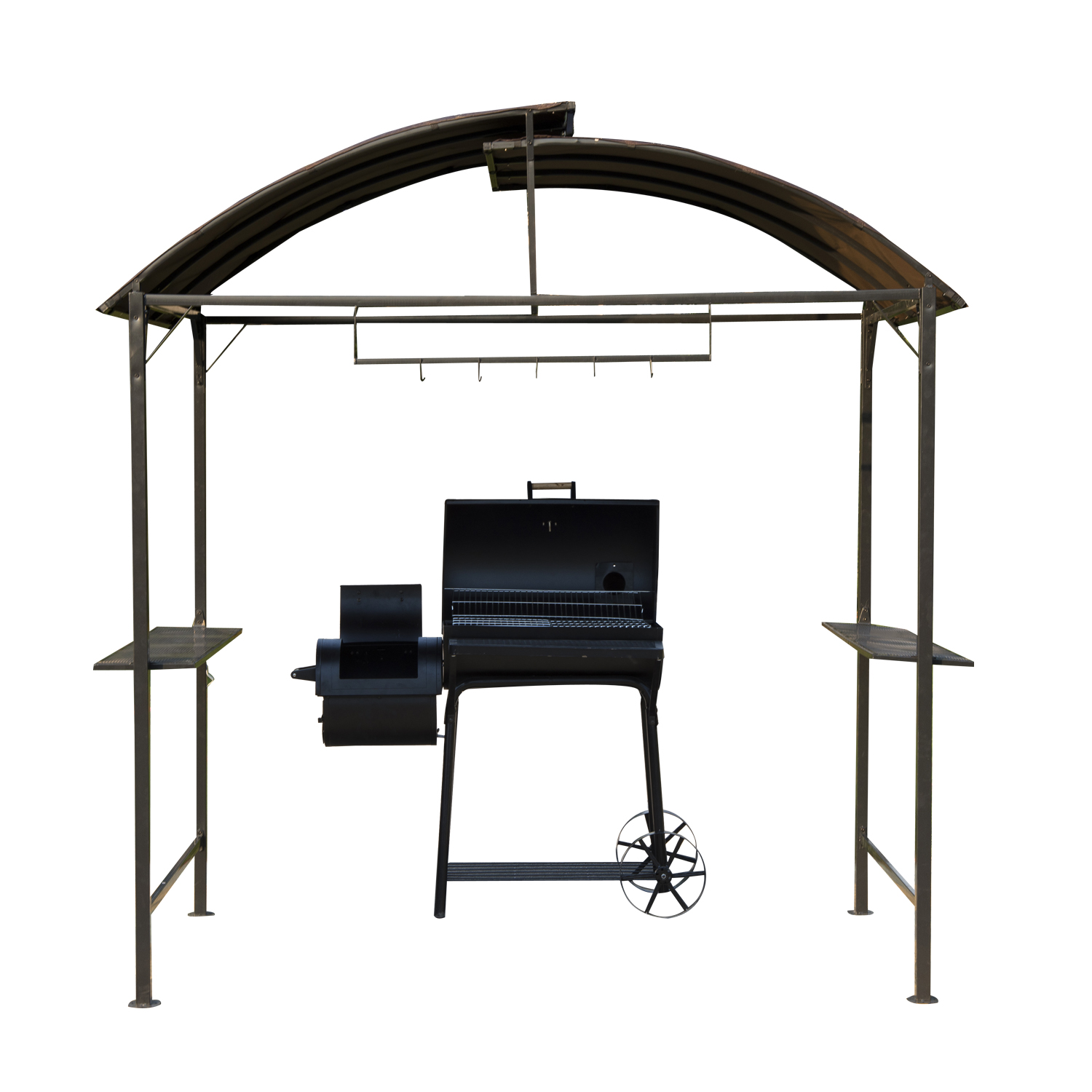 Outsunny Metal Smoking Gazebo Garden Patio BBQ Tent Grill Canopy Awning