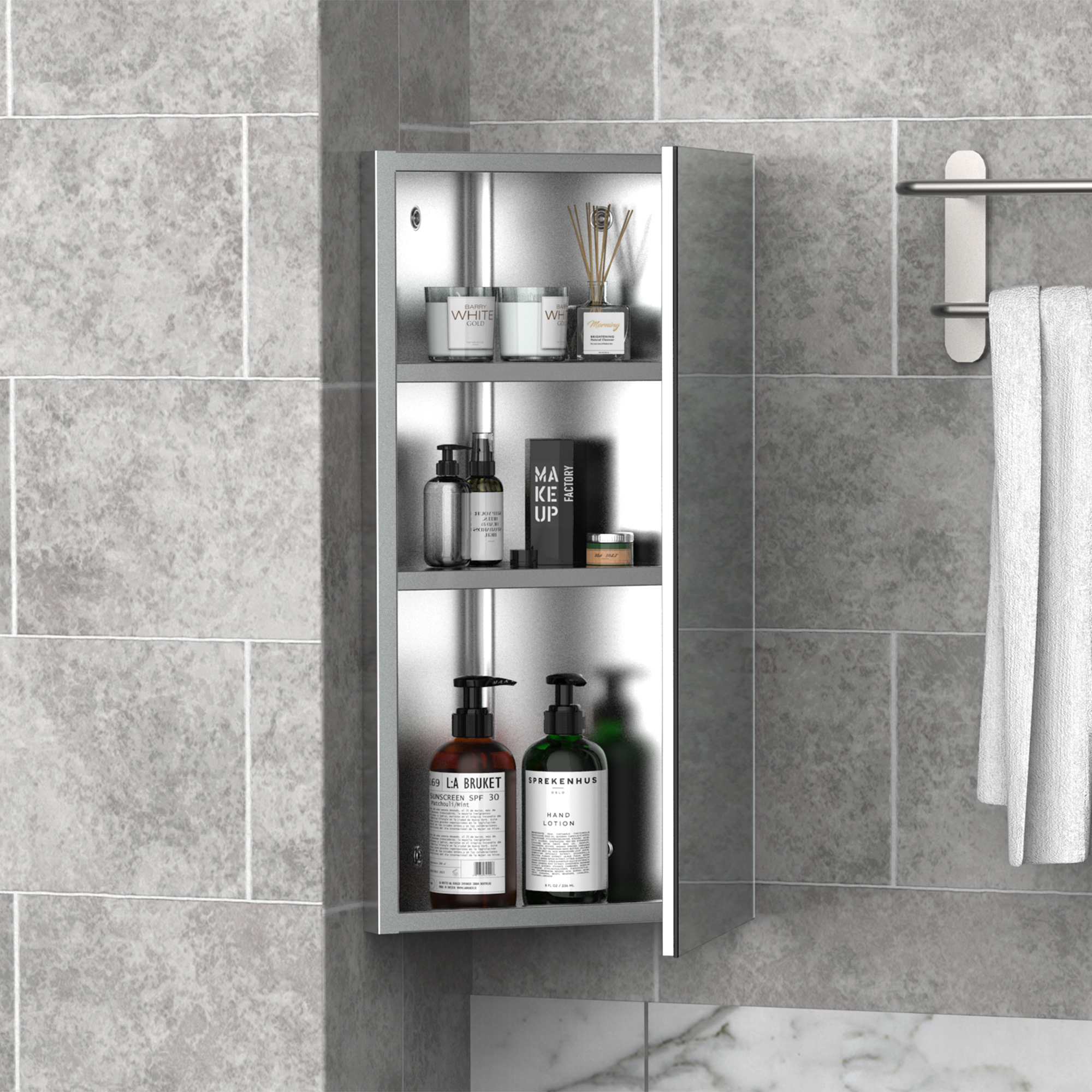 Homcom Badezimmer Ecke Wandspiegel Speichergehäuse Schrank Edelstahl | eBay