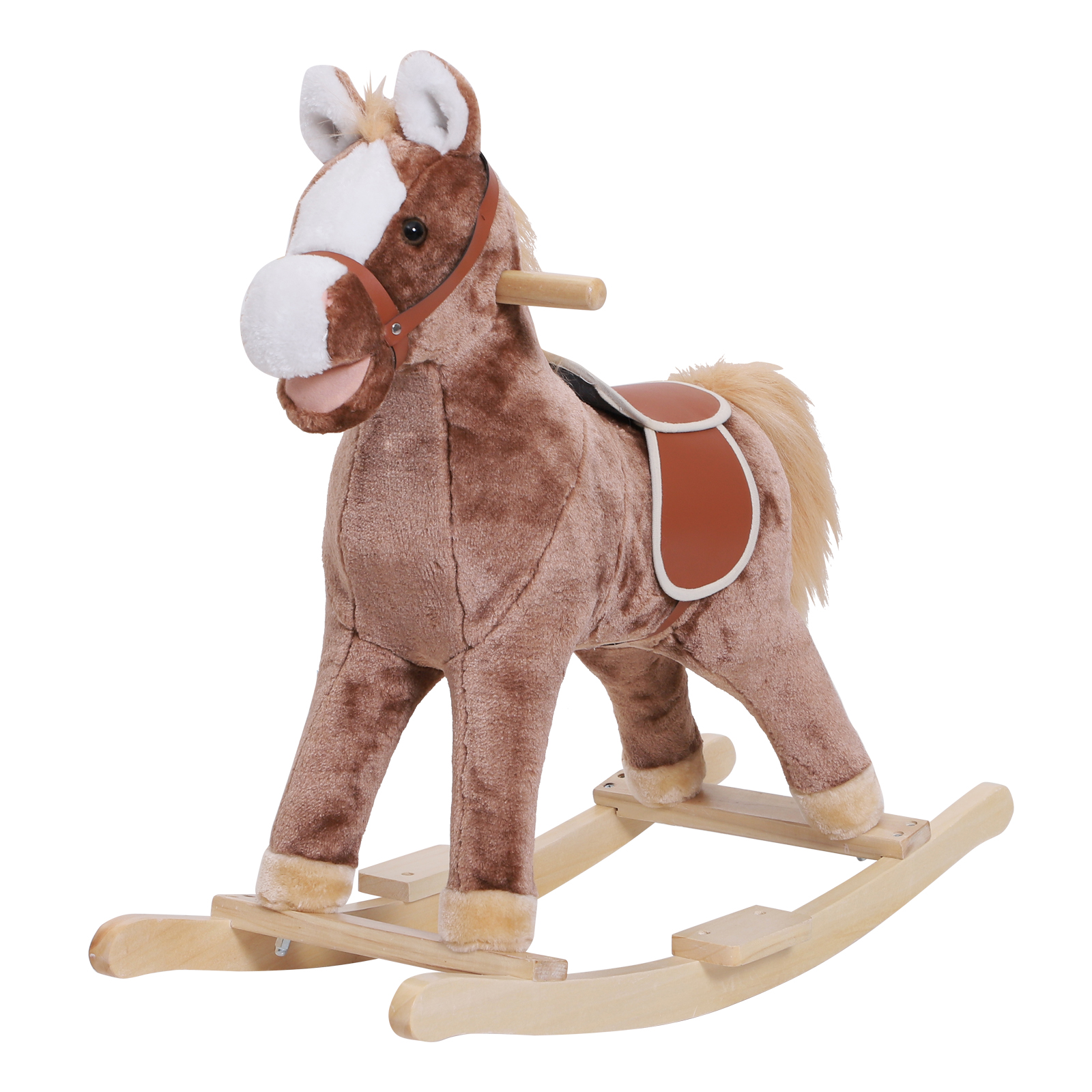 Kids Rocking Horse Wooden Plush Children Ride On Toy Rocker Baby Gift Age 5056029808283