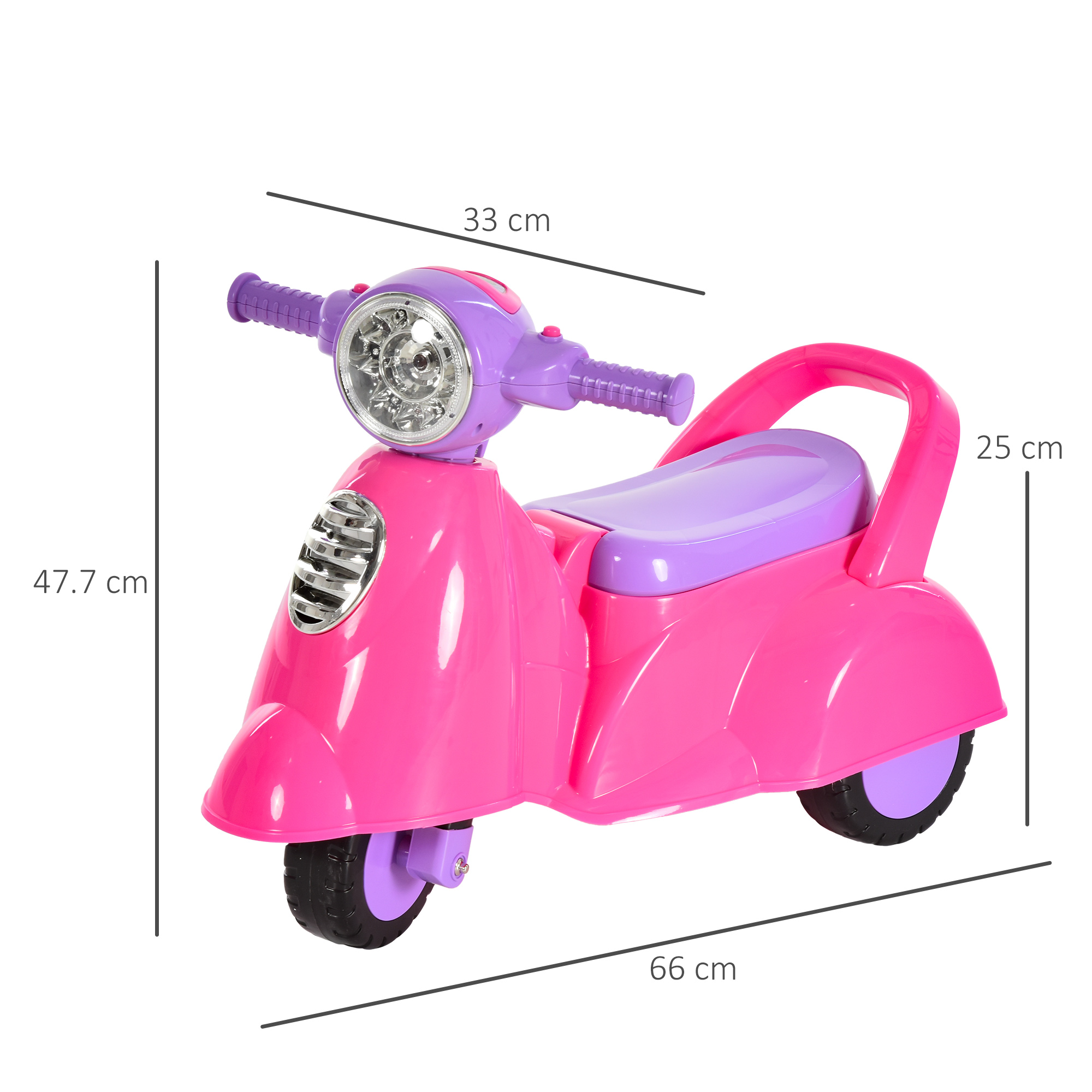 Baby RideOn Car Pusher Stroller w/ Storage Lights Horn Music 2 Wheels