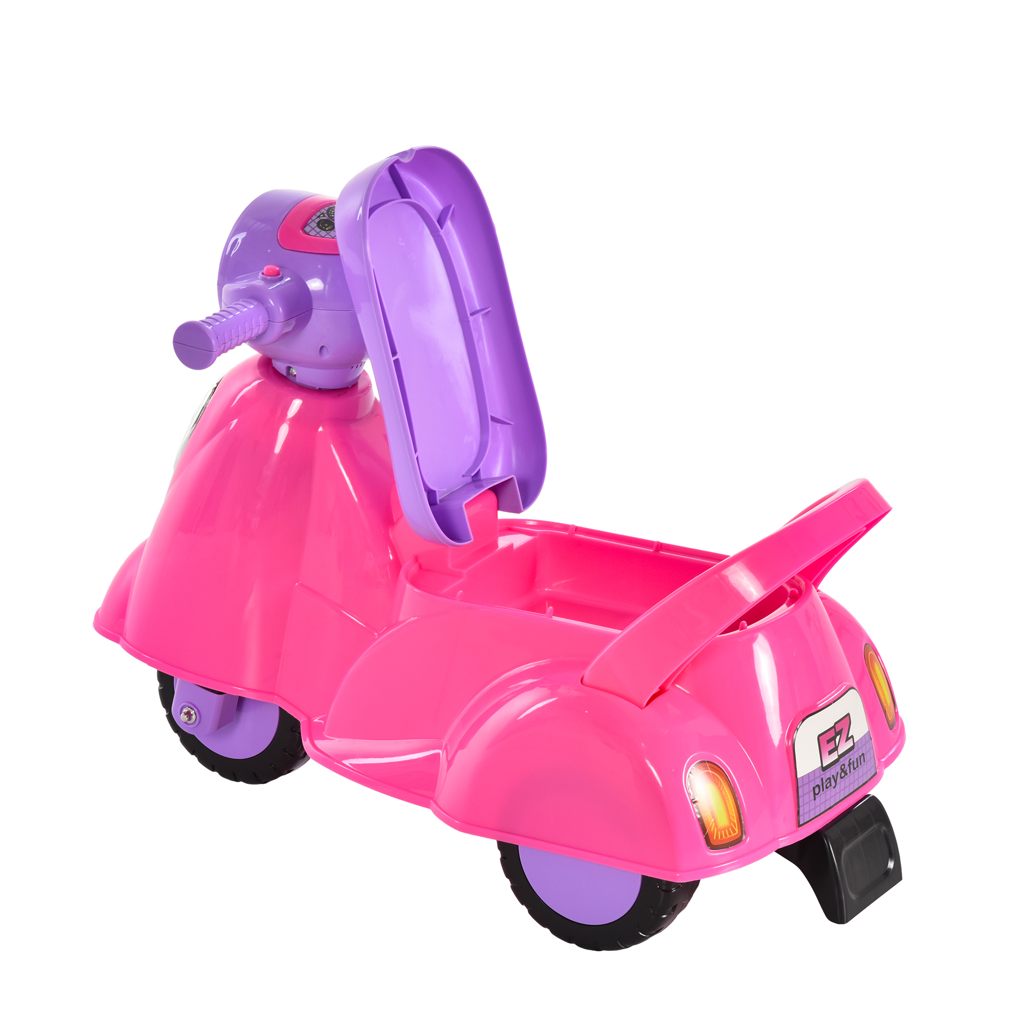 Baby RideOn Car Pusher Stroller w/ Storage Lights Horn Music 2 Wheels