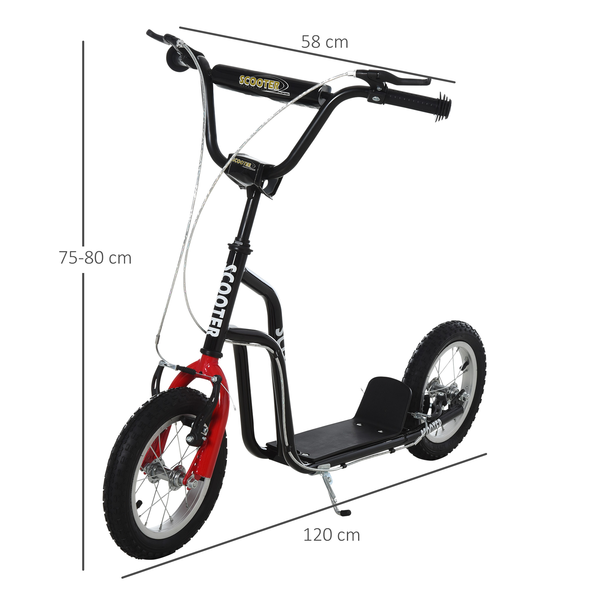 7580cm Kids Kick Scooter w/ Adjustable Handlebar Inflatable Wheels