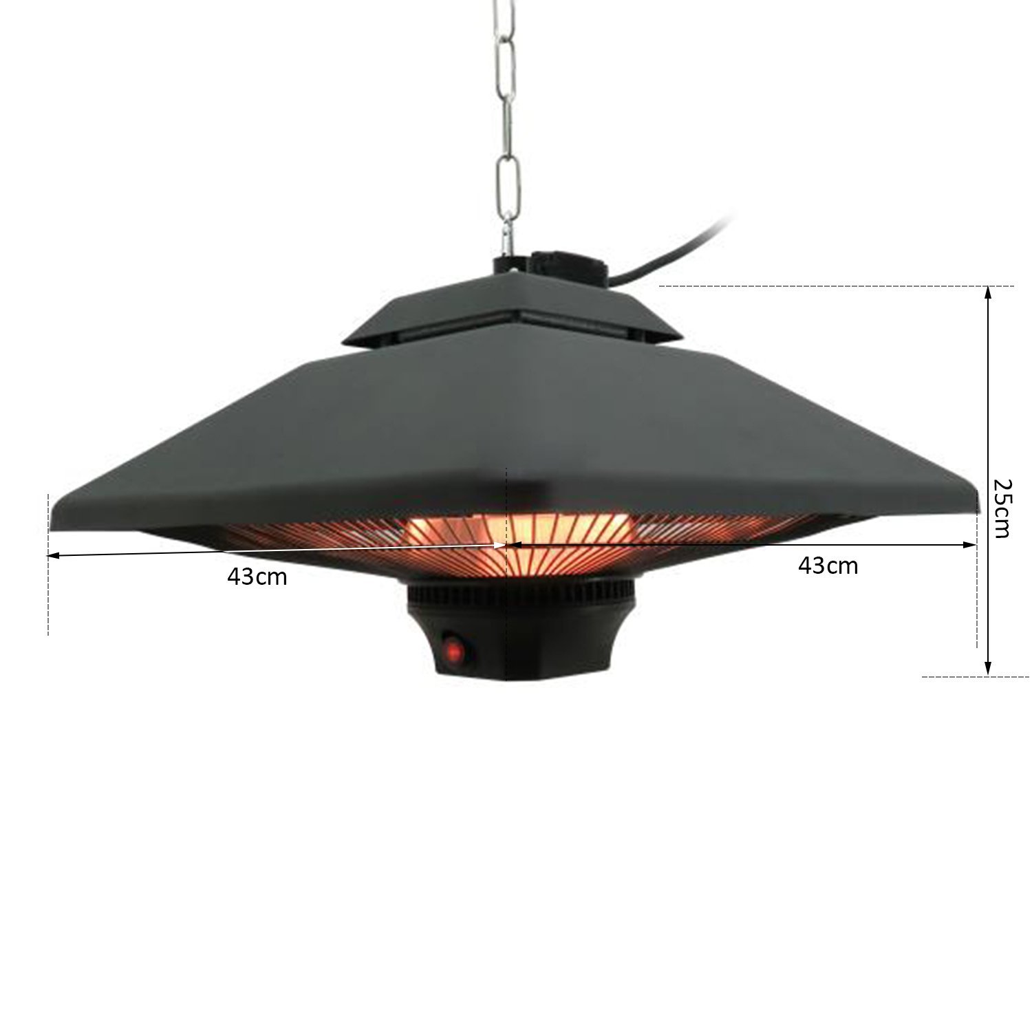 Outsunny 2kw Electric Heater LED Halogen Heating Hanging Light Outdoor