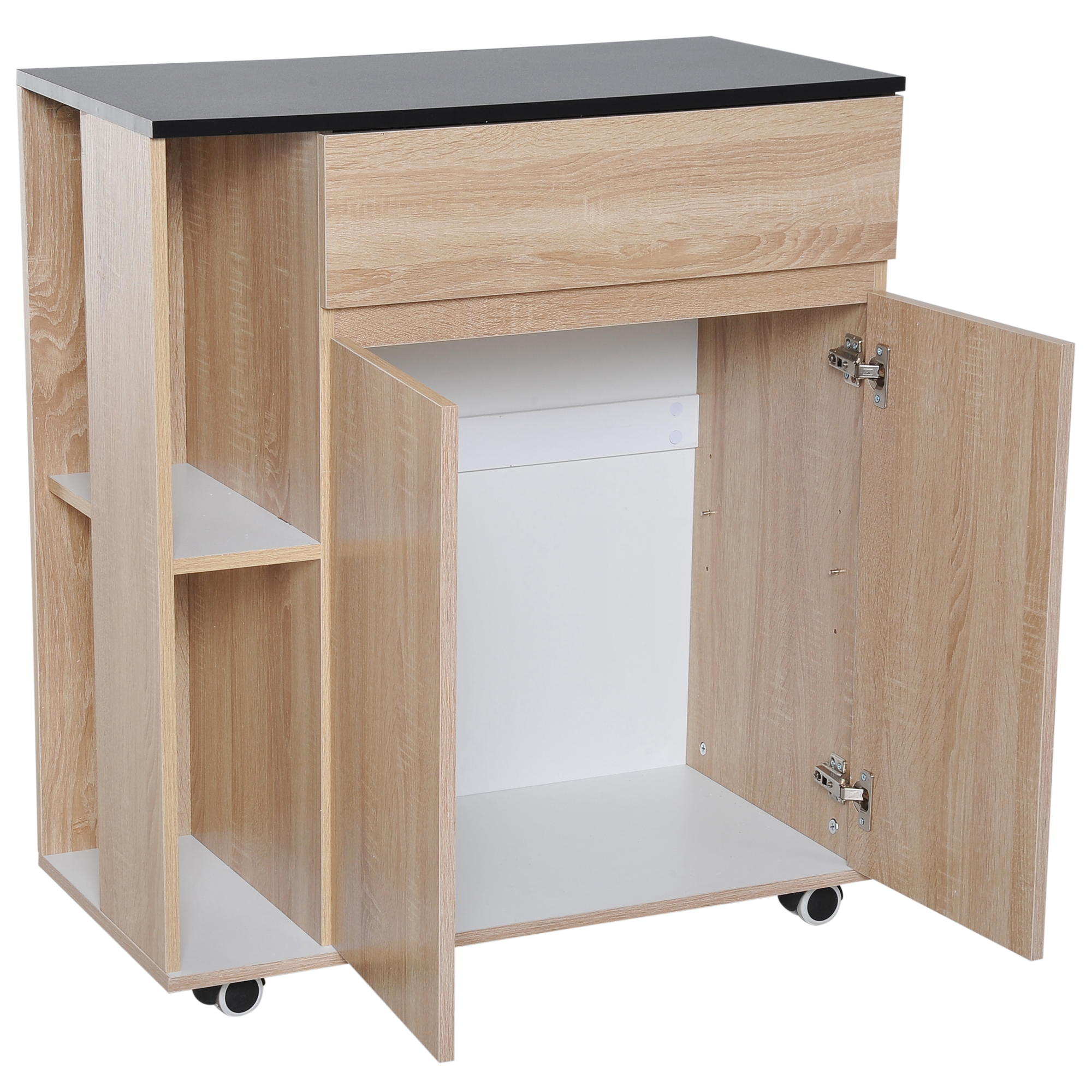 Kitchen Storage Trolley Cart Cupboard Rolling Island Shelves Locking 5056029810194 eBay