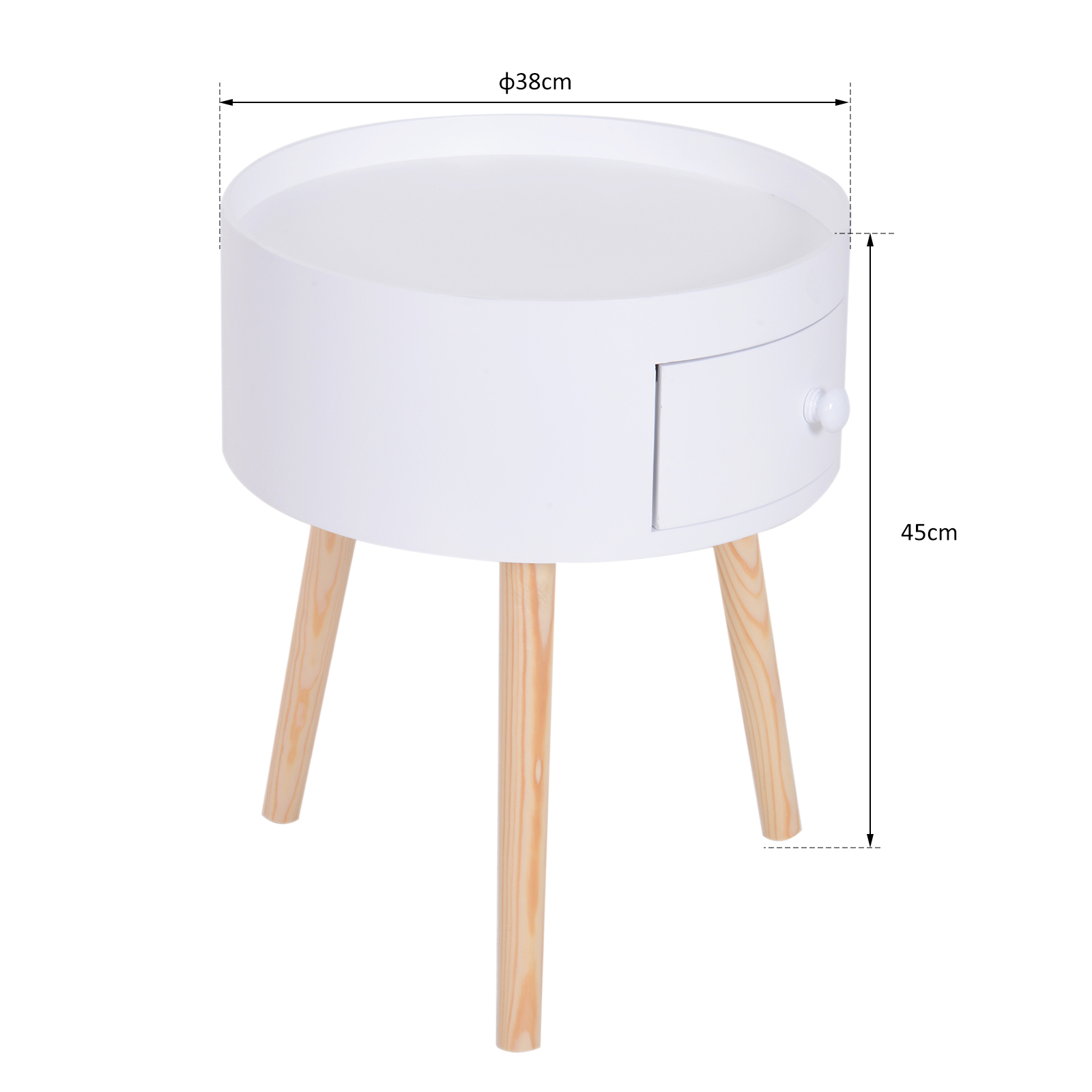 Coffee Table Furniture Bedroom Round Corner Drawer Storage Unit