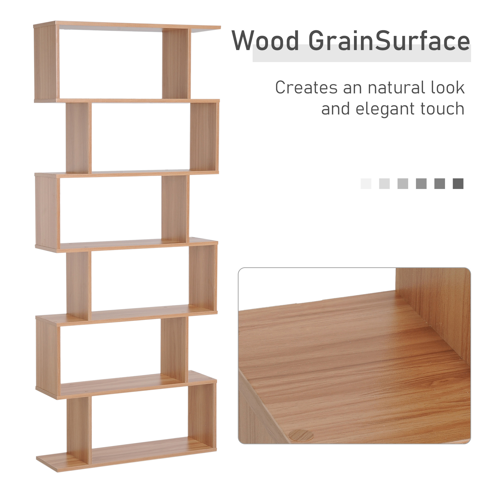6 Tier Wooden Modern SShaped Shelf Unit Storage Display eBay