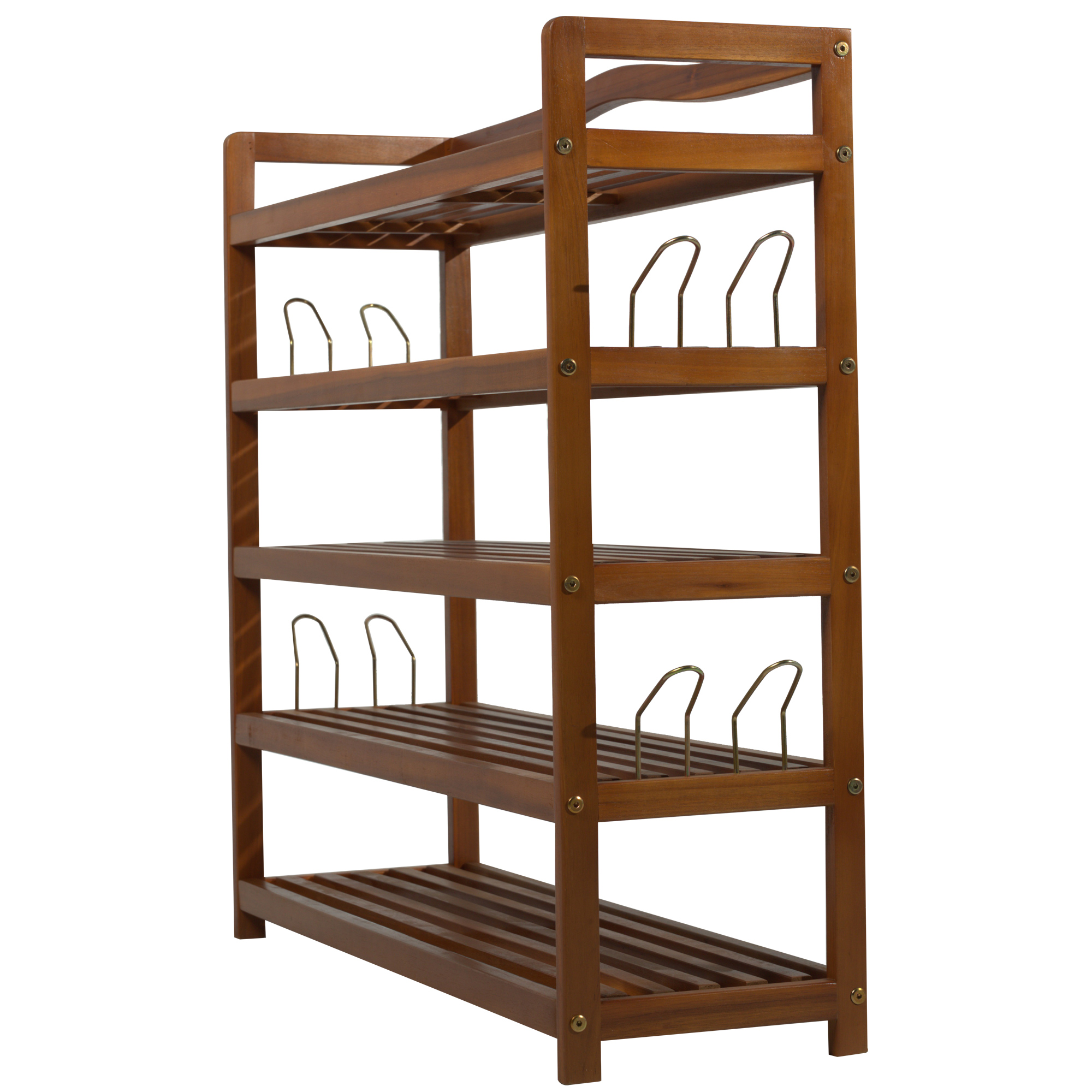 5Tier Wooden Shoe Rack Storage Shelves Organiser w/ Slipper Hanger Teak Colour eBay