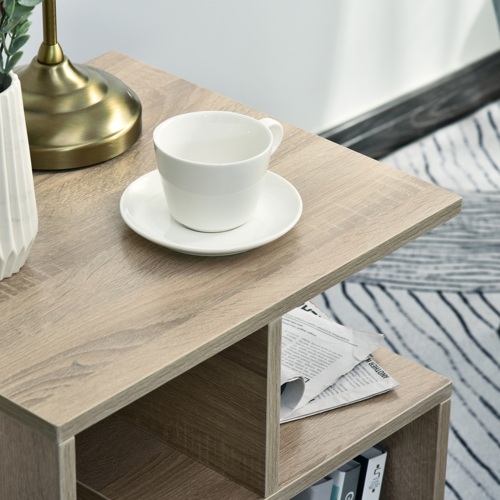 3Tier Side End Table Open Shelves Storage Coffee Book Magazine Desk