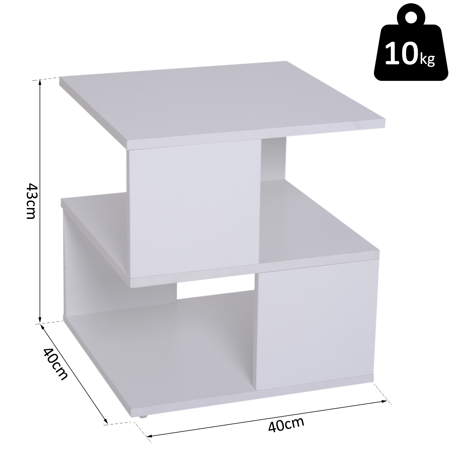 Modern Square 2 Tier Wood Coffee Side Table Storage Shelf Rack Living ...