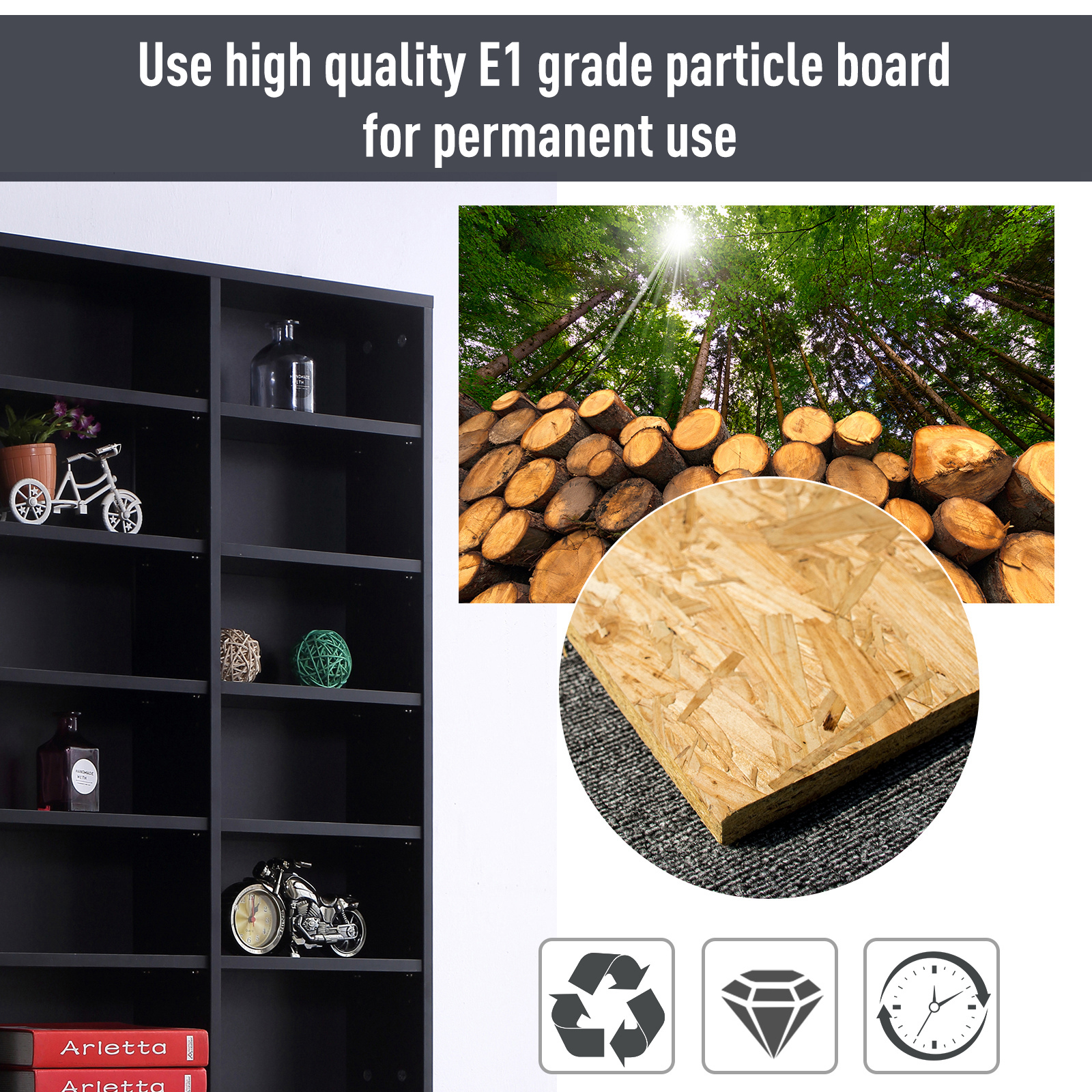 CD DVD Media Storage Wooden Shelves Bookcase Display Shelving Unit