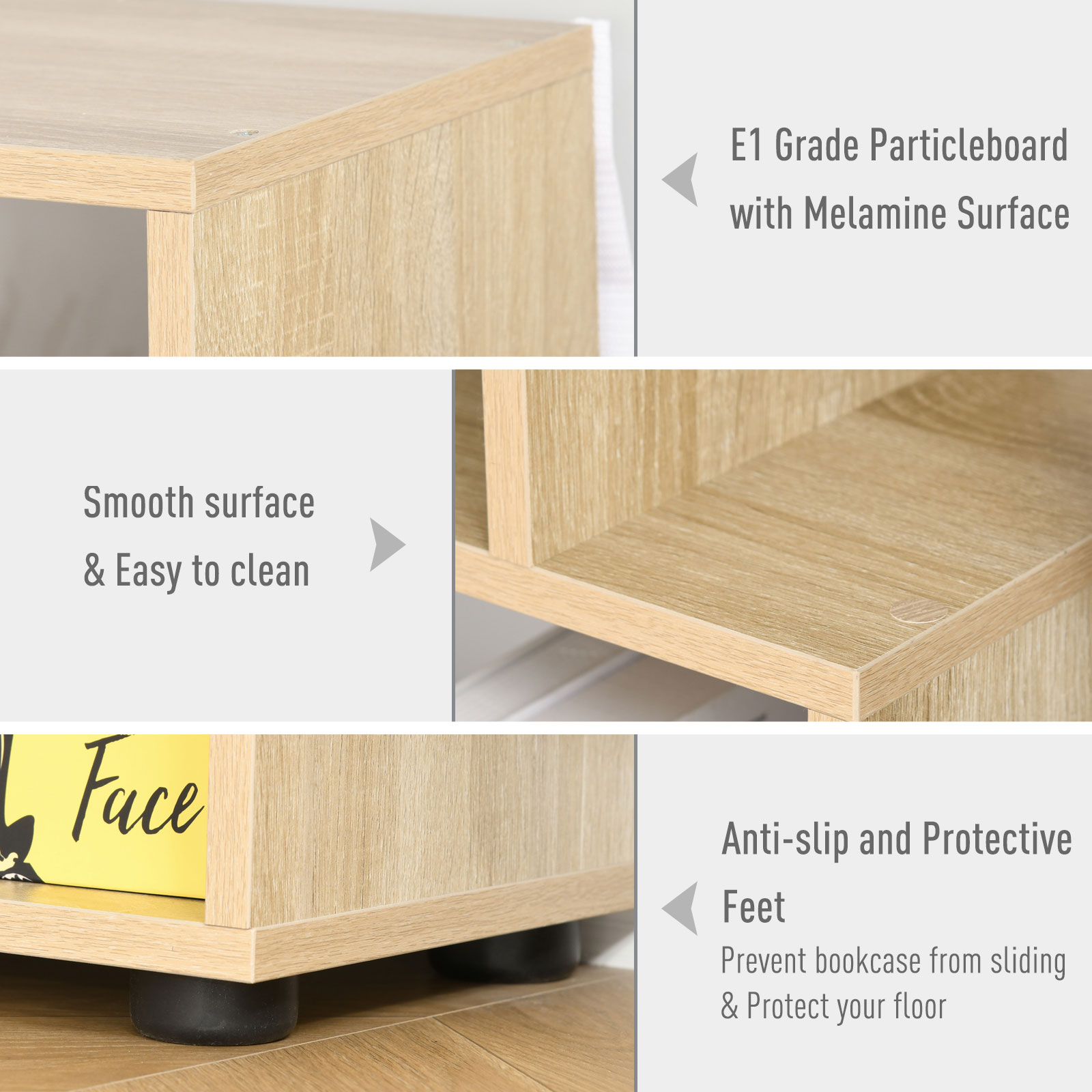 178cm 8Shelf Bookcase w/ Melamine Surface Foot Pads Anti