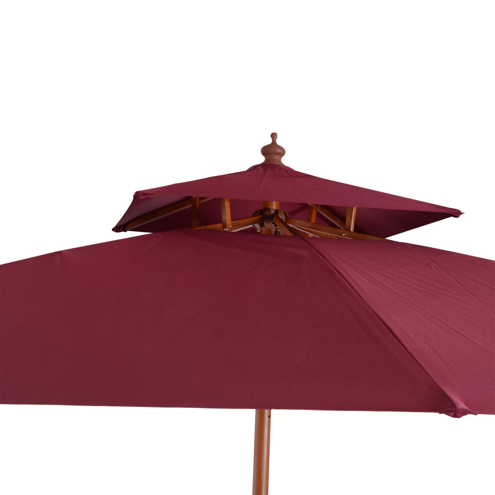 3x3m Patio Garden Sun Umbrella Sunshade Folding Bamboo Parasol W/ 2