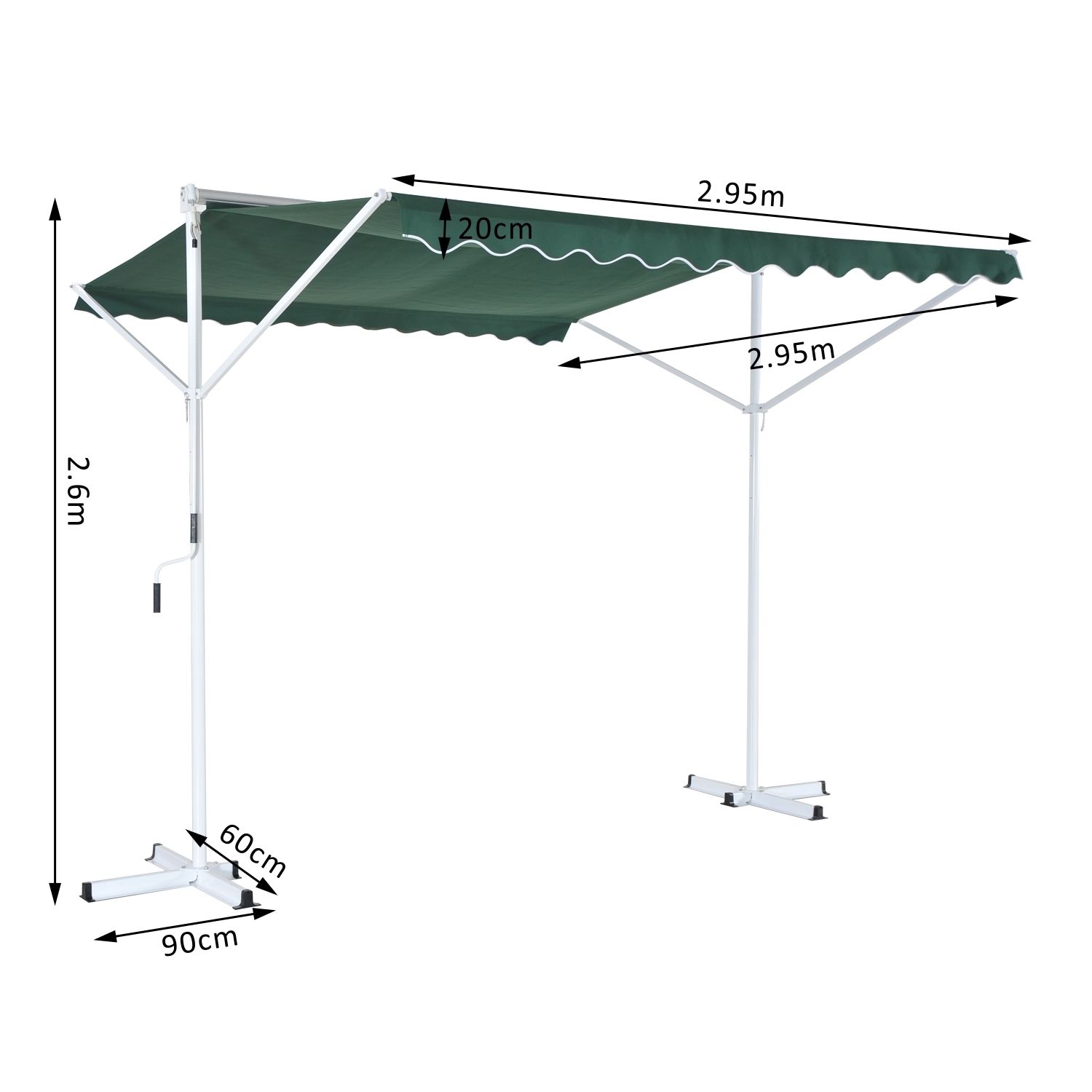 Outsunny 3 X 3m Freestanding Garden 2 Side Awning Outdoor Patio Sun Shade Canopy Ebay