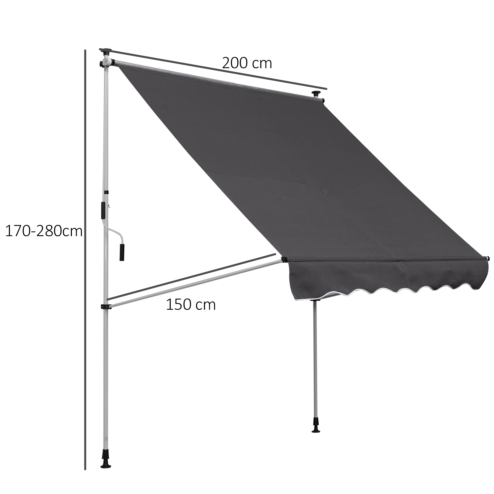 Patio Adjustable Awning Floor- to-ceiling Retractable Shade,UV