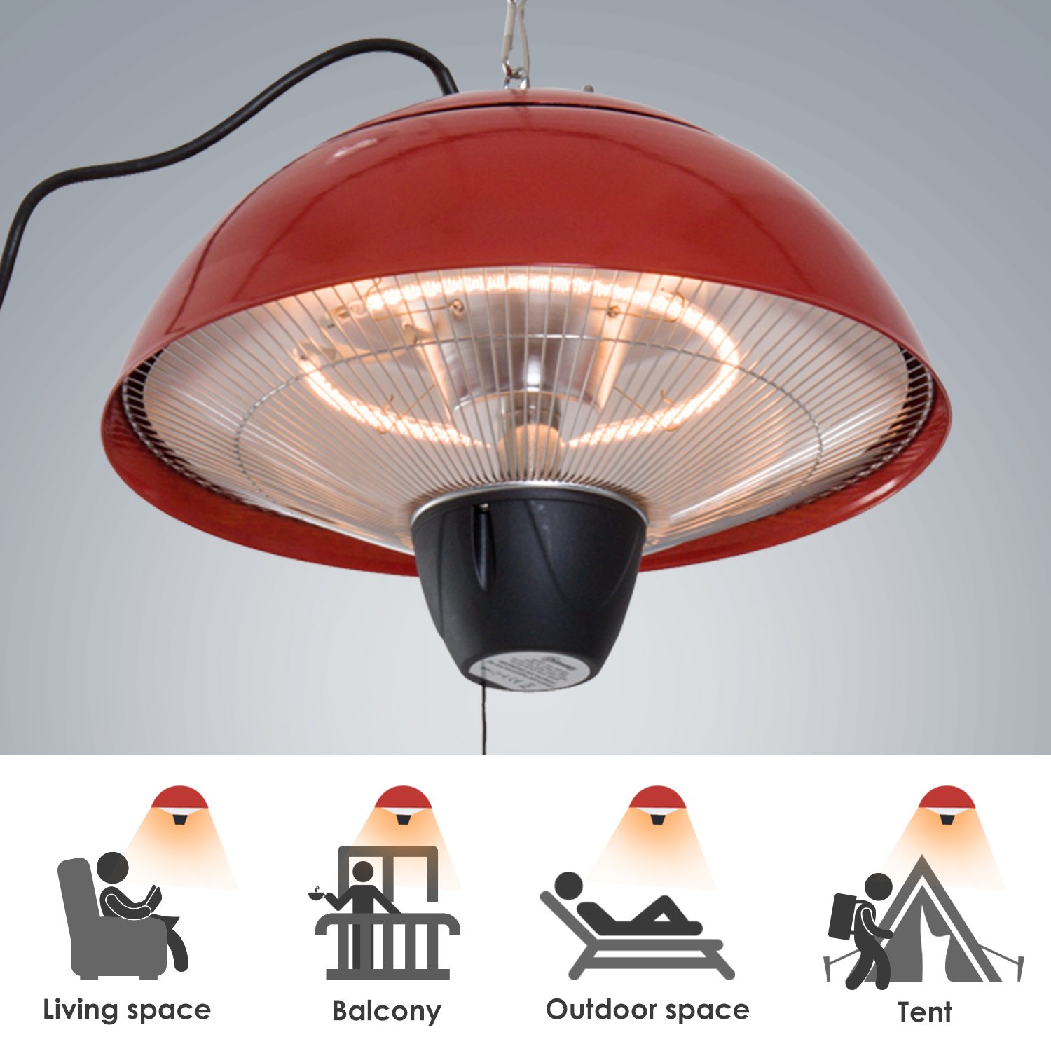 Outsunny Patio Heater 1500W Electric Aluminium Ceiling Hanging Garden