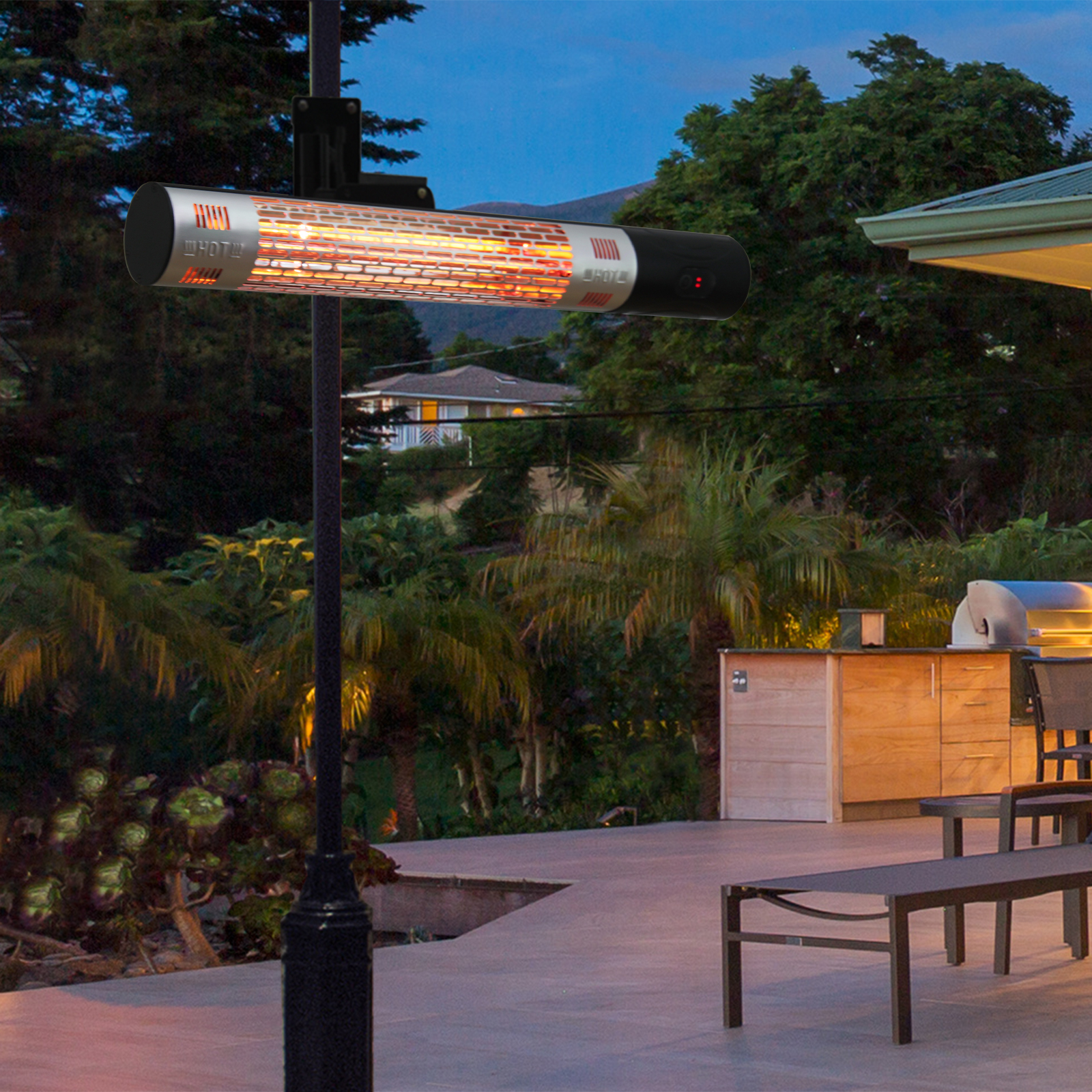 Outsunny 1500W Electric Halogen Heater Garden Warmer Wall Mount Remote