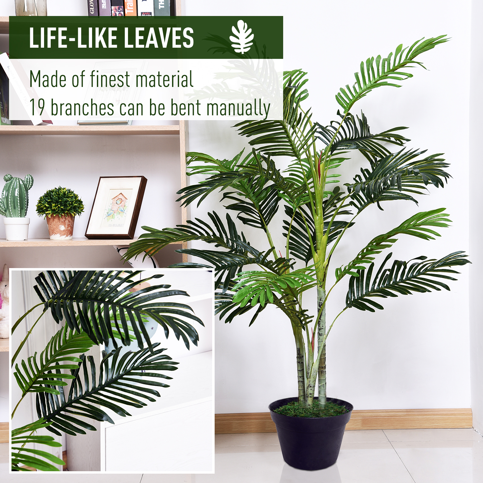 Outsunny 150cm(5ft) Palm Tree Artificial Faux Decor Green Plant Home