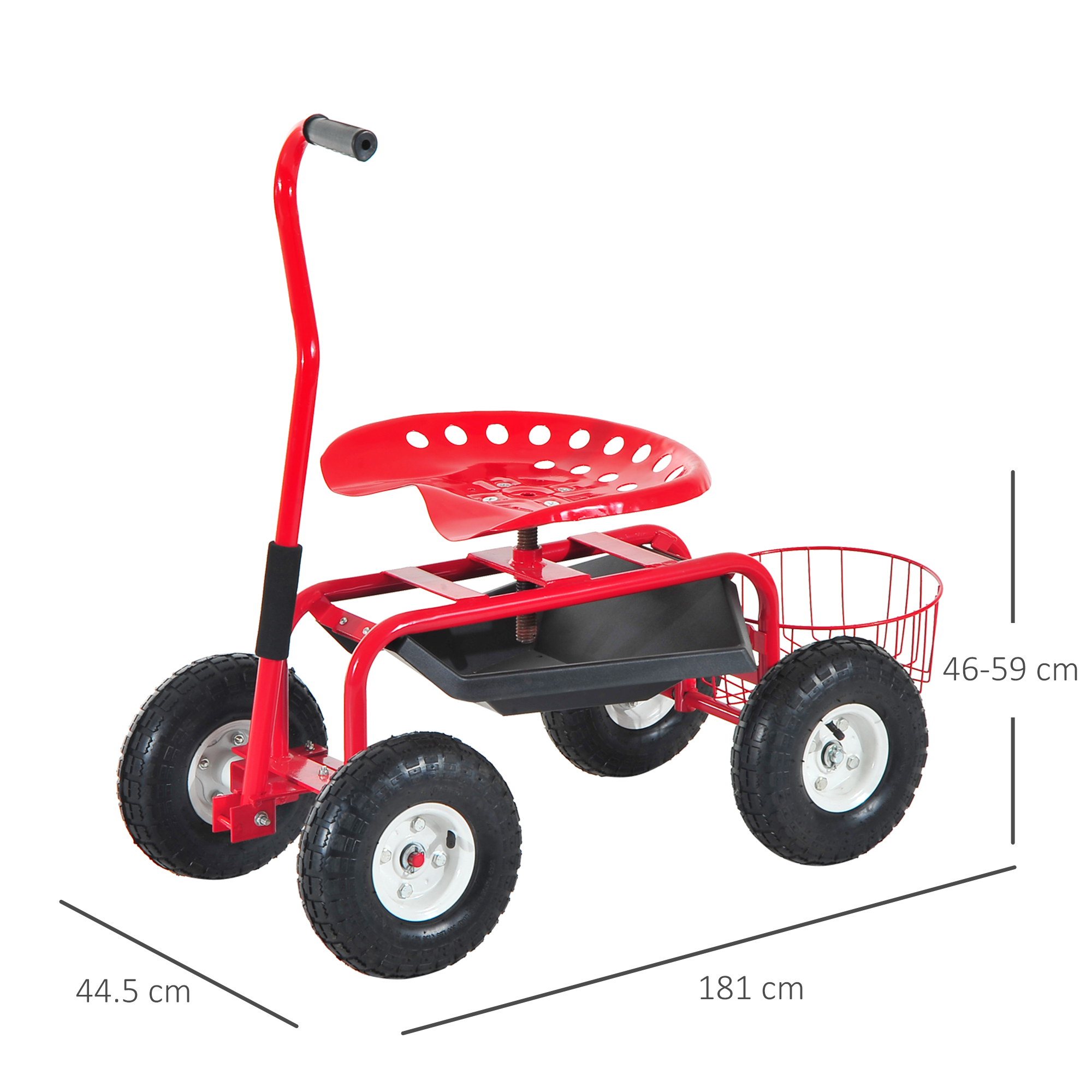 Outsunny Adjustable Rolling Garden Cart Gardening Tool Trolley Swivel Work Seat Ebay