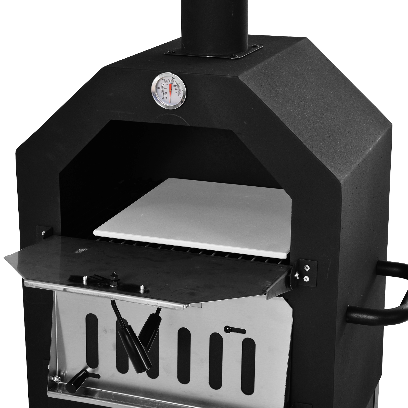 Outsunny Outdoor Pizza Oven Charcoal BBQ Grill 2Tier Freestanding w