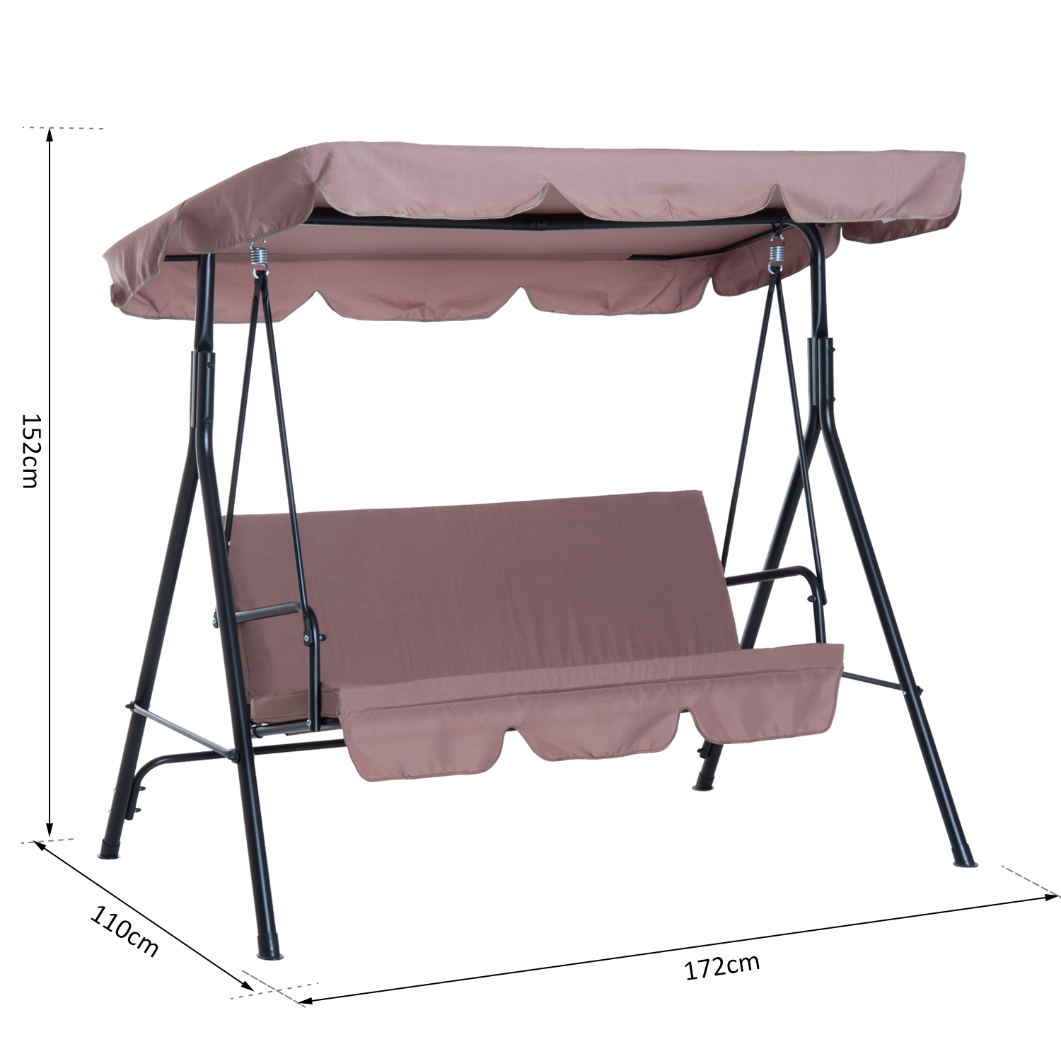 Outsunny Garden Metal Swing Chair 3 Seater Hammock Patio Canopy Bench Lounger 5055974879041 eBay