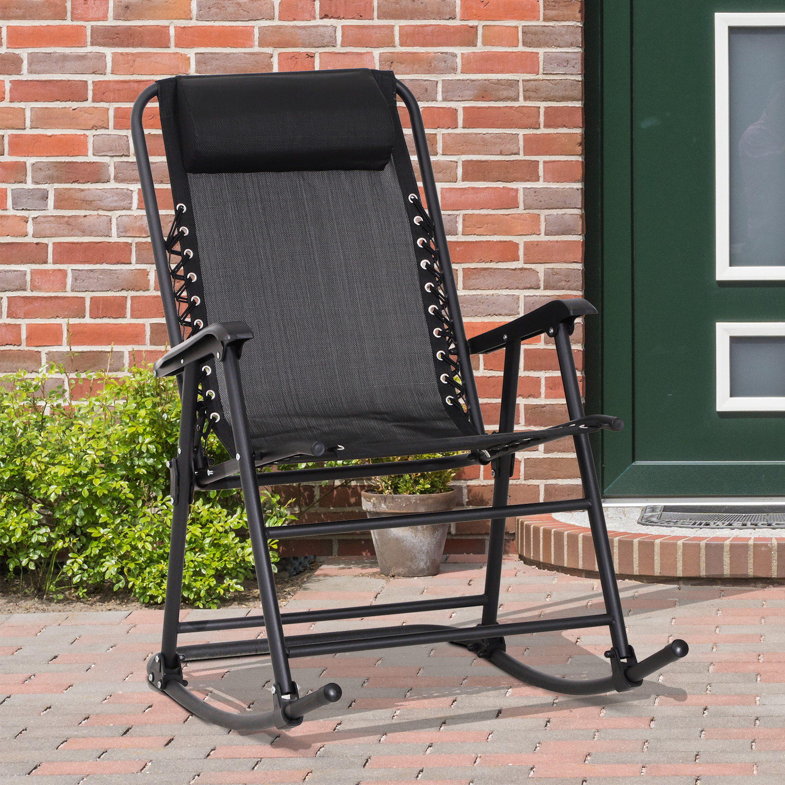 Outsunny Folding Rocking Chair Outdoor Portable Zero Gravity Chair
