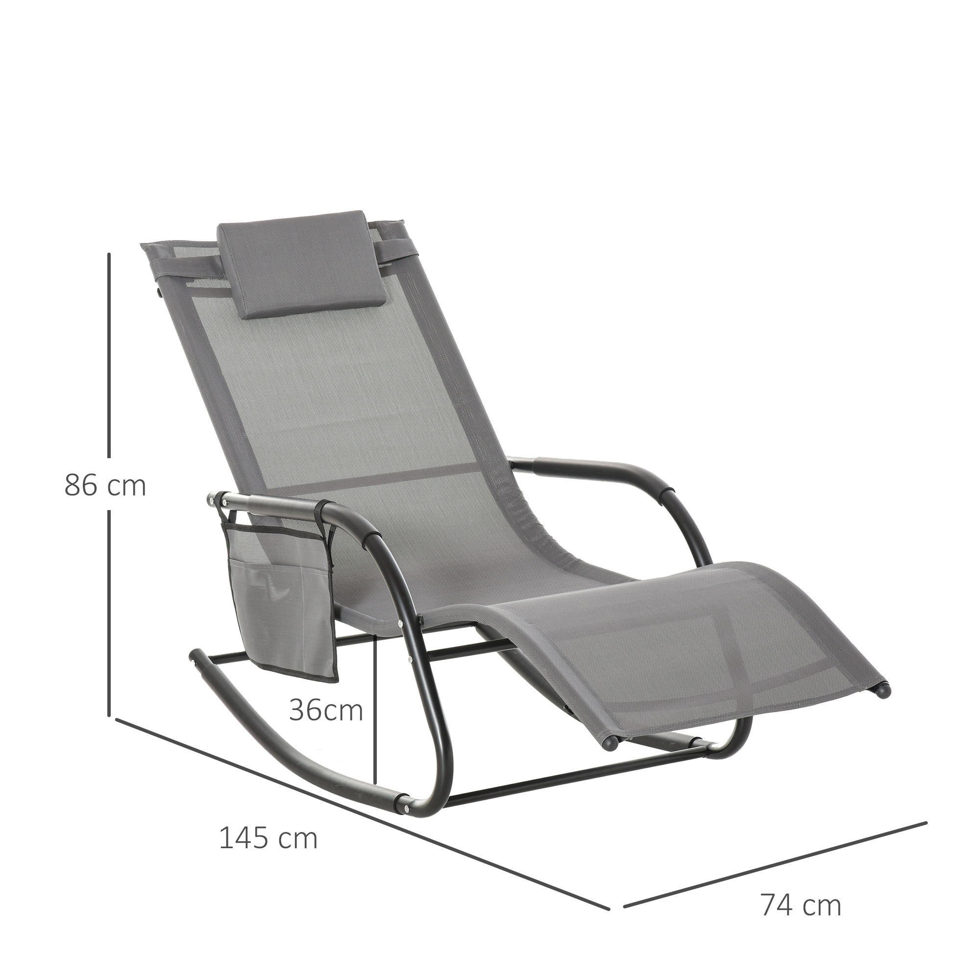 Textilene Rocking Chair Sun Lounger Recliner Indoor & Outdoor w