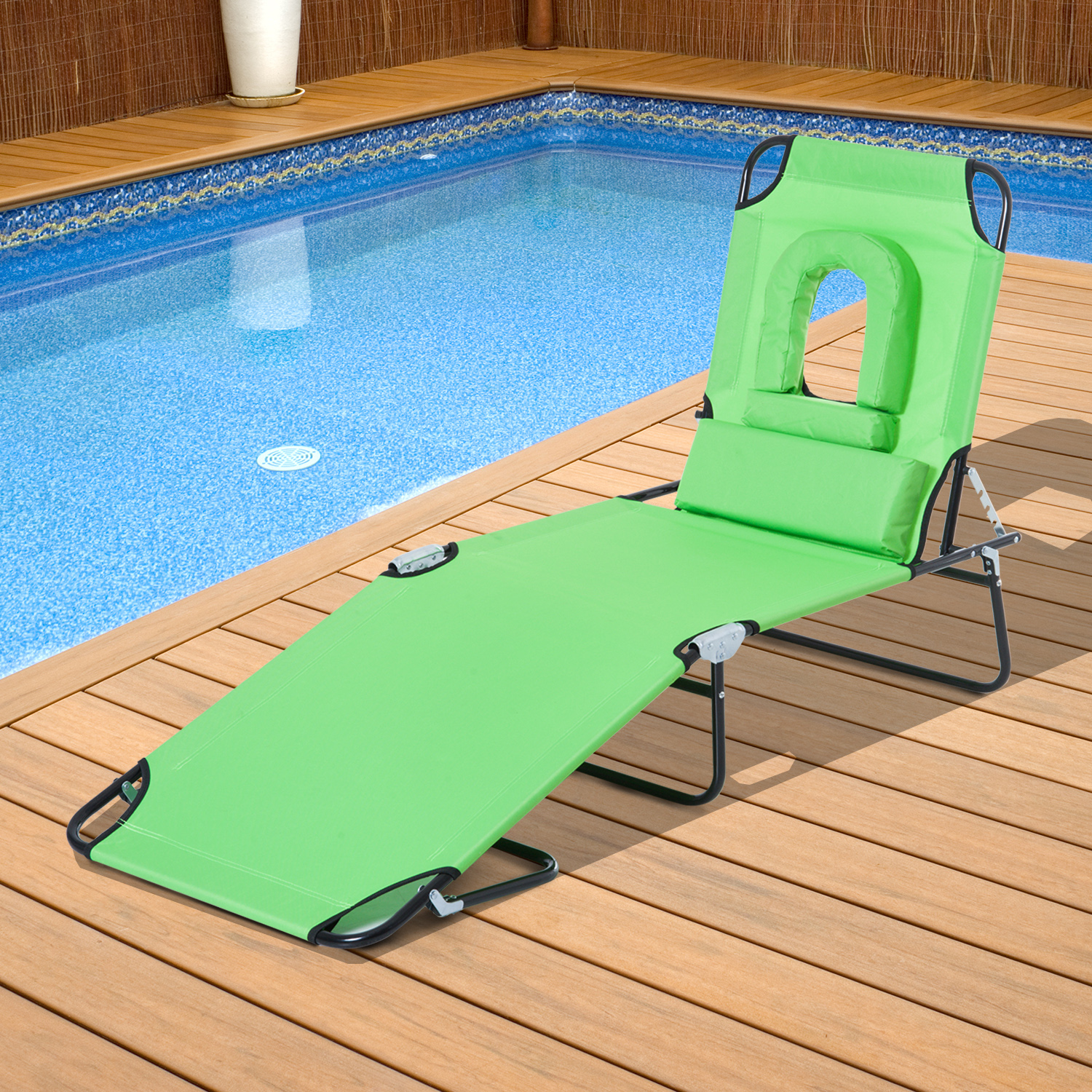 Outsunny Garden Sun Lounger Outdoor Folding Day Bed Chair Beach Pool
