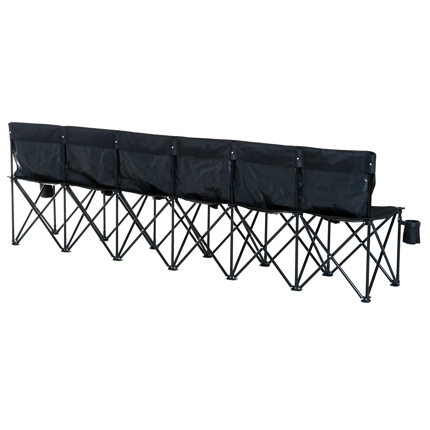 Folding Bench 6 Seat Camping Cup Holder Picnic Steel Blue Outdoor