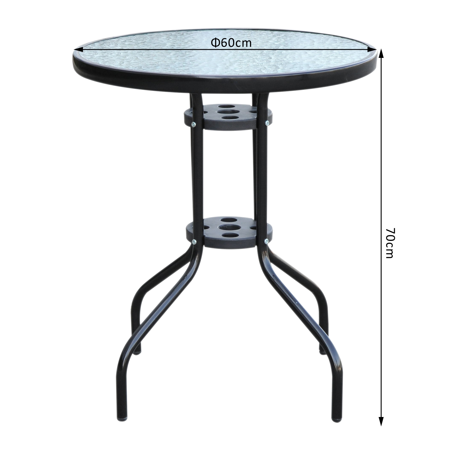 Outsunny Bistro Table Rounding Dining Tempered Glass Top Black φ60cm eBay