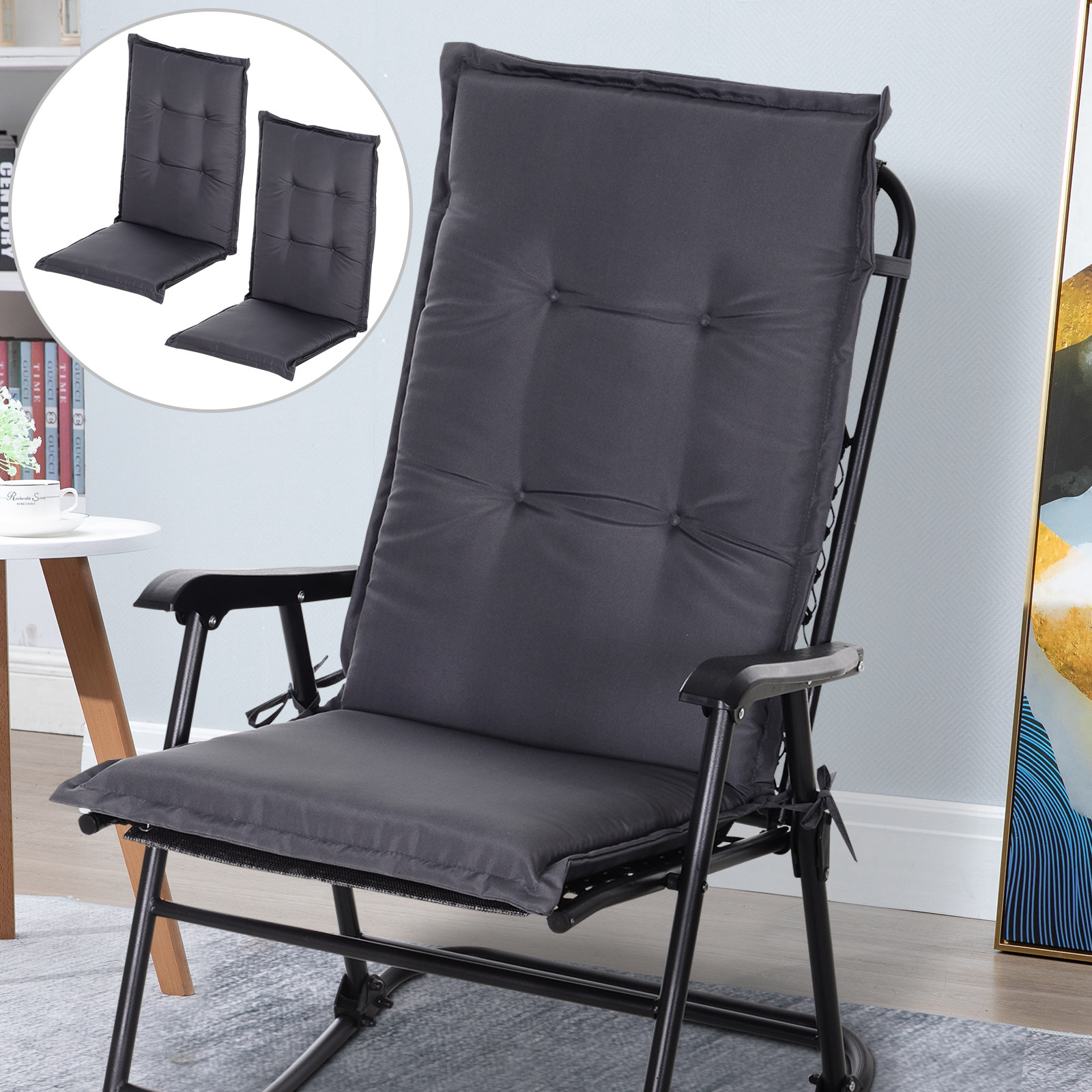 SINGLE SEATER REPLACEMENT High Back Chair Folding Cushions Patio Garden