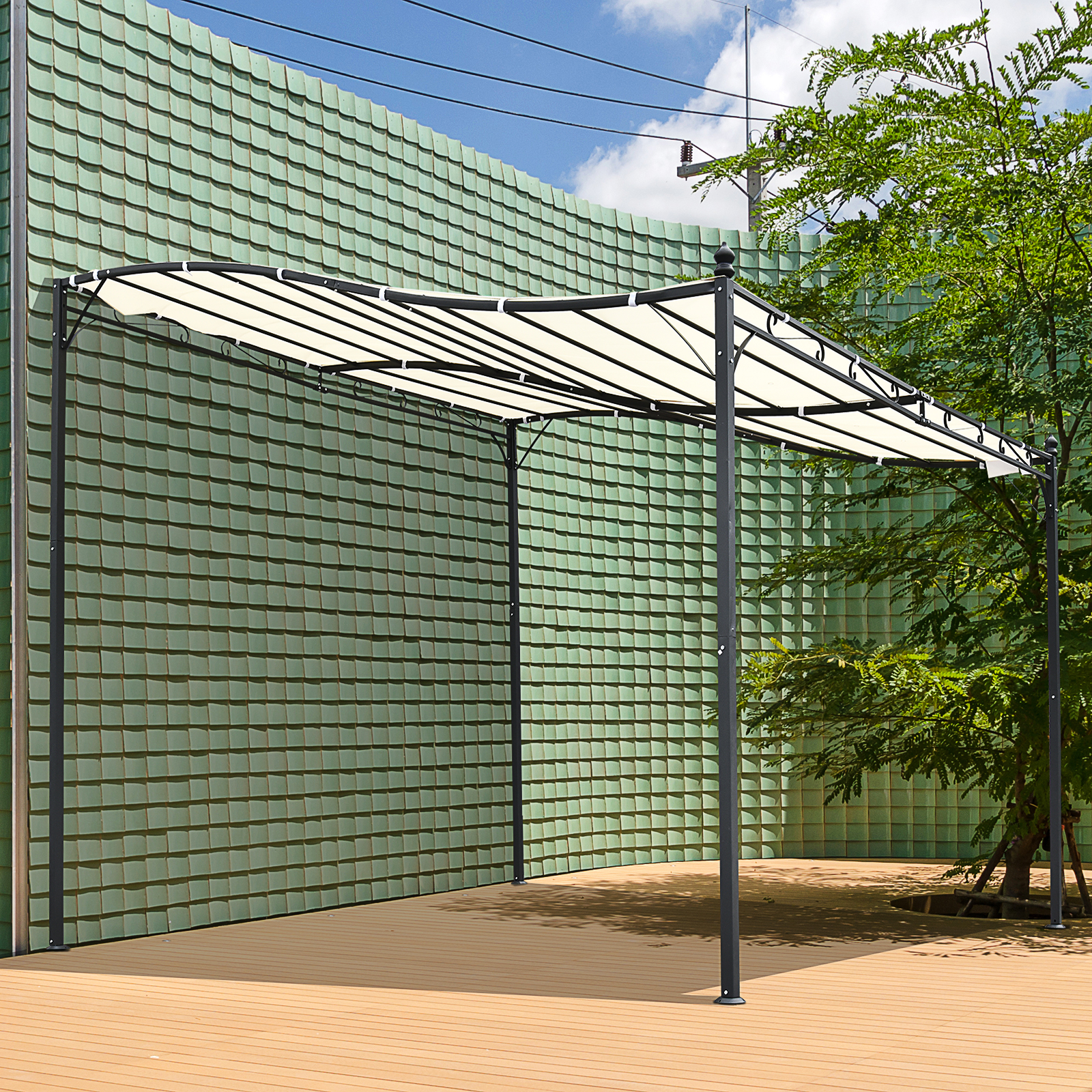 Outsunny 3 X 3m Wall Mounted Awning Free Stand Canopy Shade Garden Porch Pergola Ebay