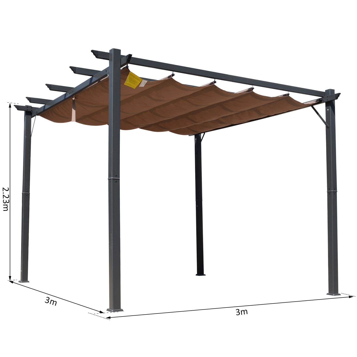 Outsunny 3M X 3M Pergola Gazebo Sun Shade Shelter Aluminium Garden