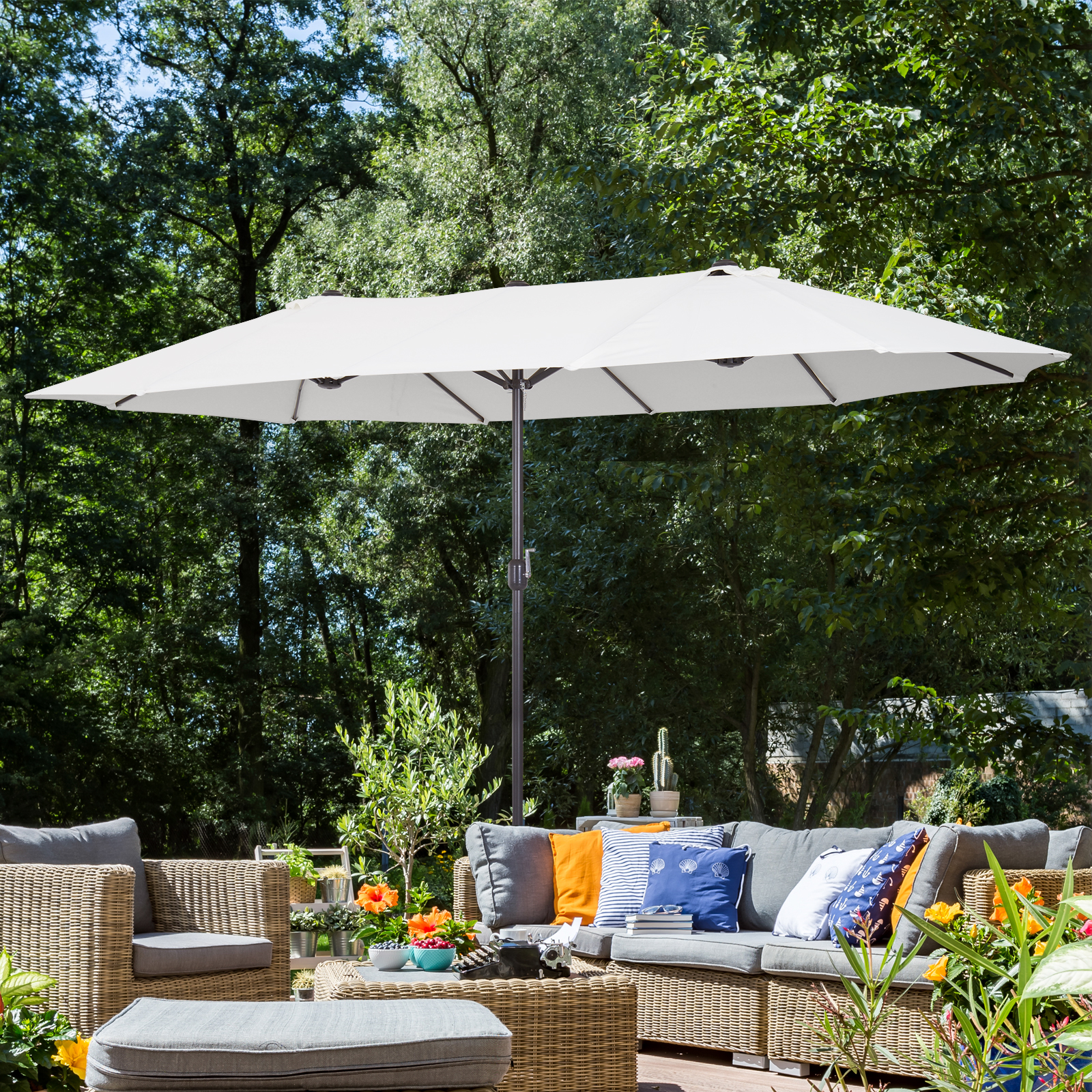 Outsunny 4.6m DoubleSided Sun Umbrella Patio Parasol Shelter Canopy