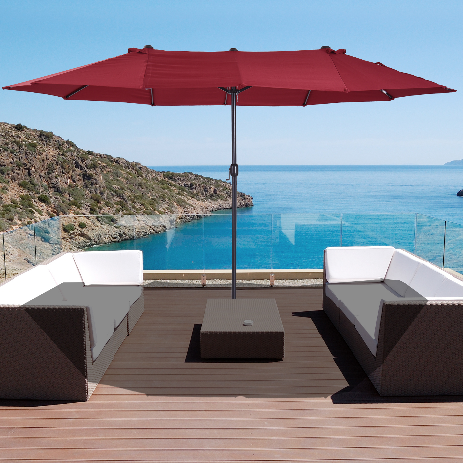 Outsunny Sun Umbrella Canopy Doublesided Outdoor Patio Parasol Sunshade 4.6M 5056029835845 eBay