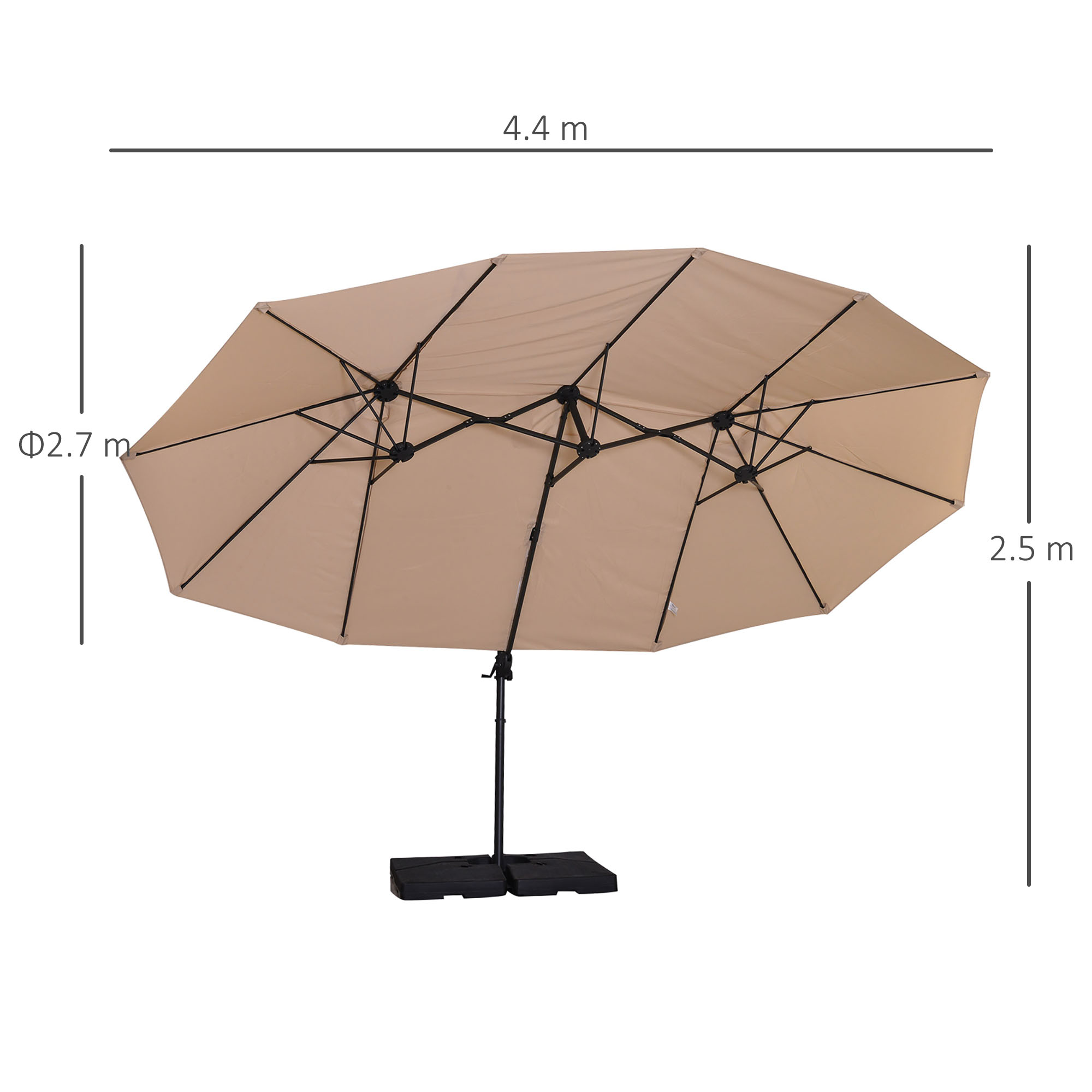 Double Canopy Offset Parasol Umbrella Garden Shade w/ Steel Pole 12