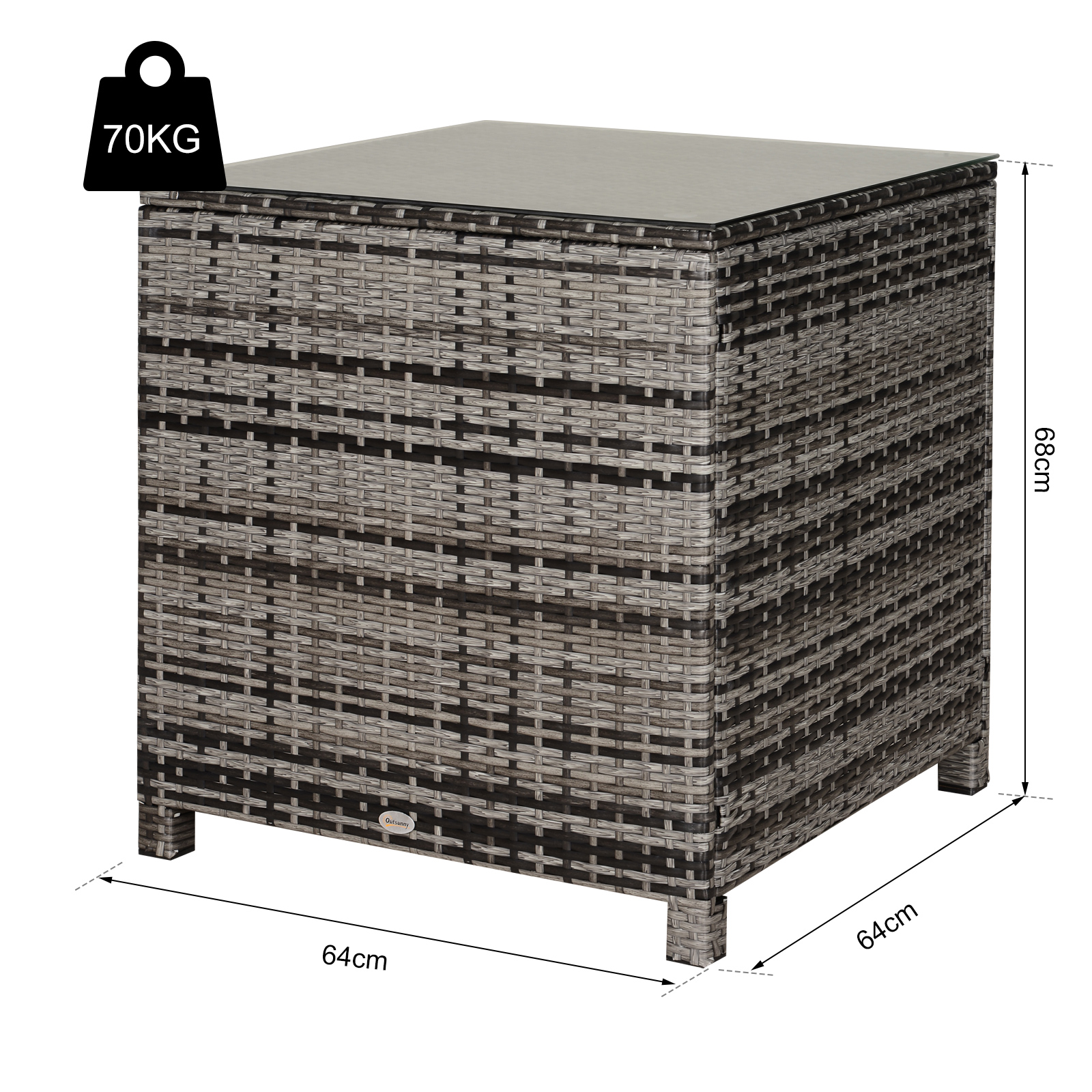 Rattan Garden Side Table Weave Wicker Patio Furniture Brown/Black