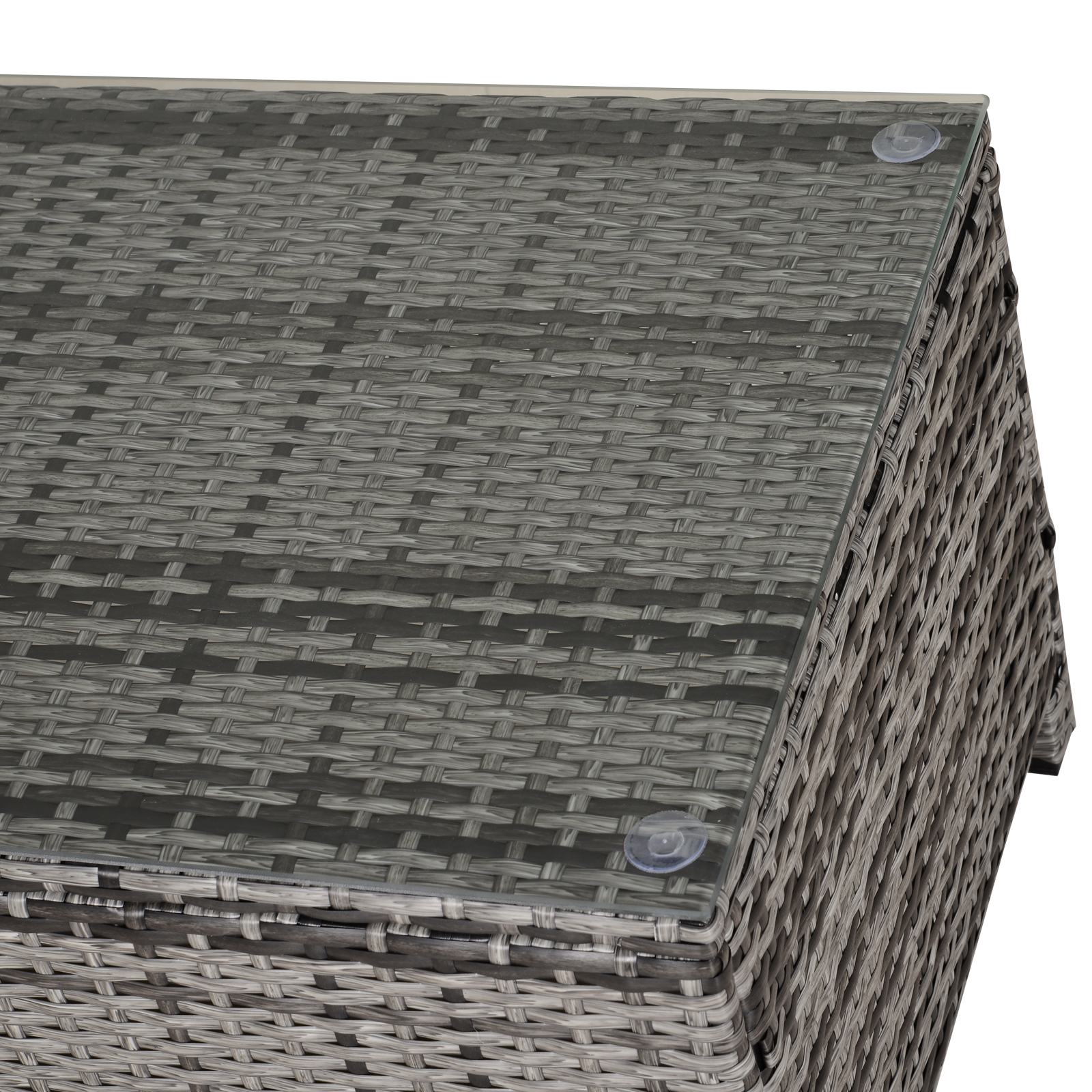 Outsunny PE Wicker Rattan Garden Coffee Table w/ Glass Top Steel Frame